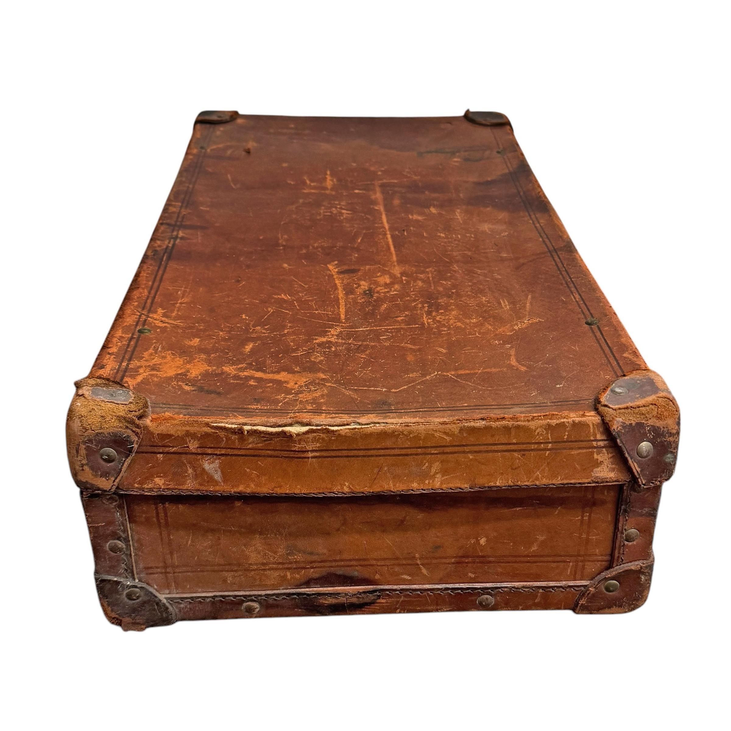 19th Century English Leather Suitcase For Sale 3