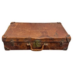 19th Century English Leather Suitcase