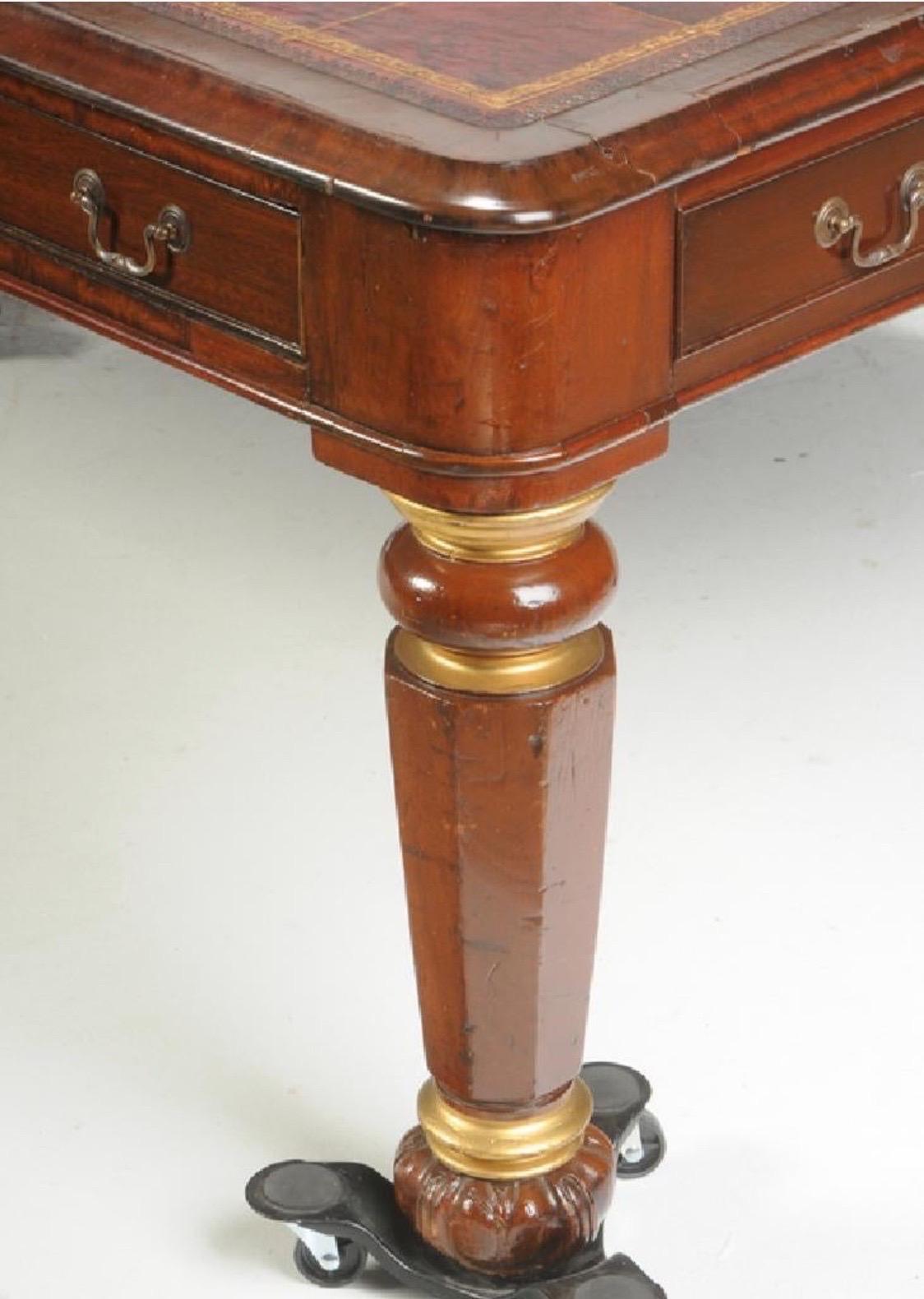 19th Century English Leather Top Mahogany Executive Conference Table For Sale 2
