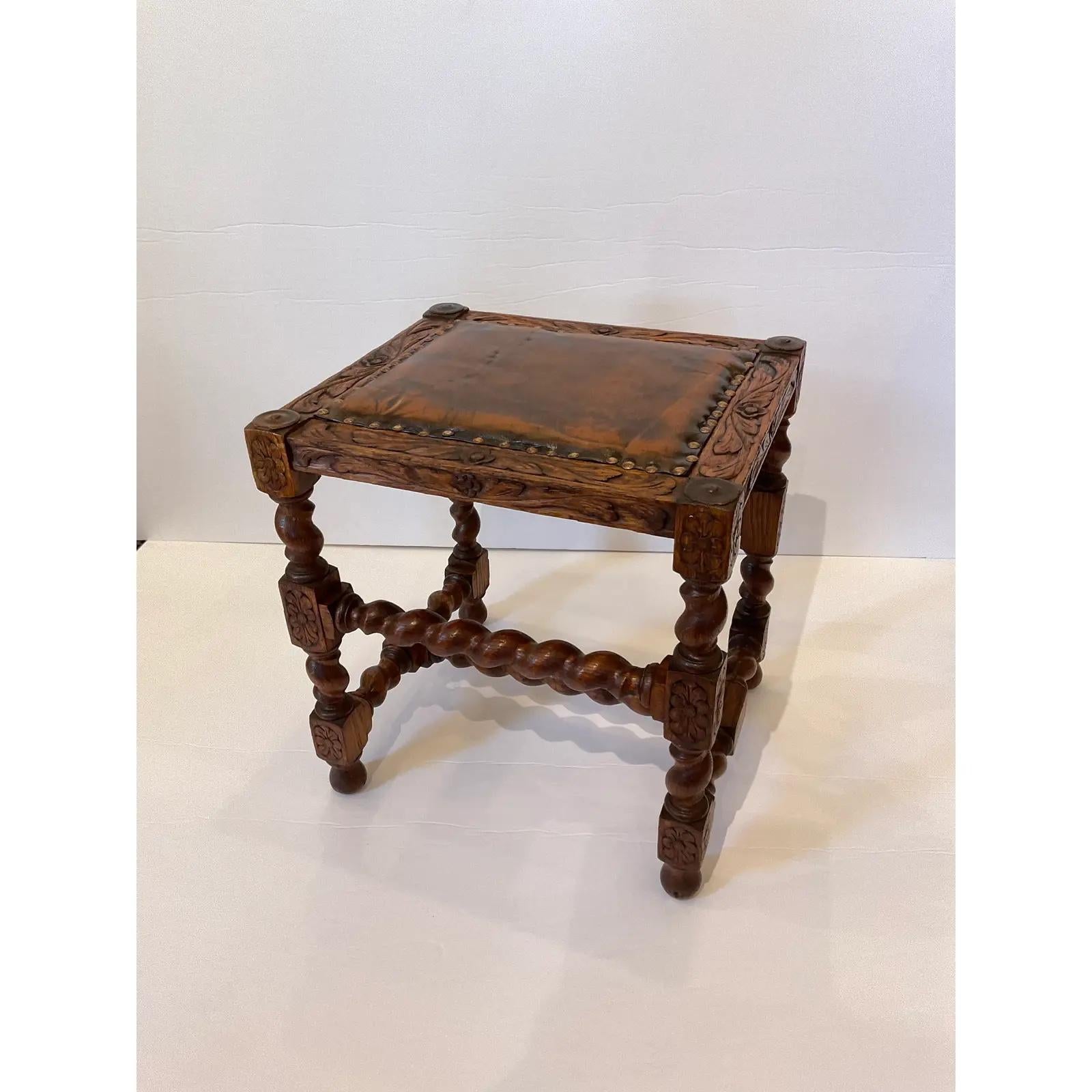 19th Century English Leather Top Stool For Sale 2