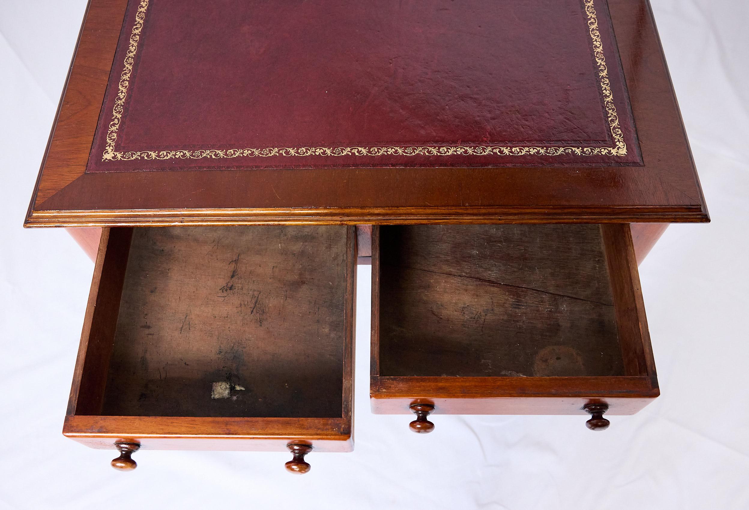 19th Century English Leather Top Writing Table 5