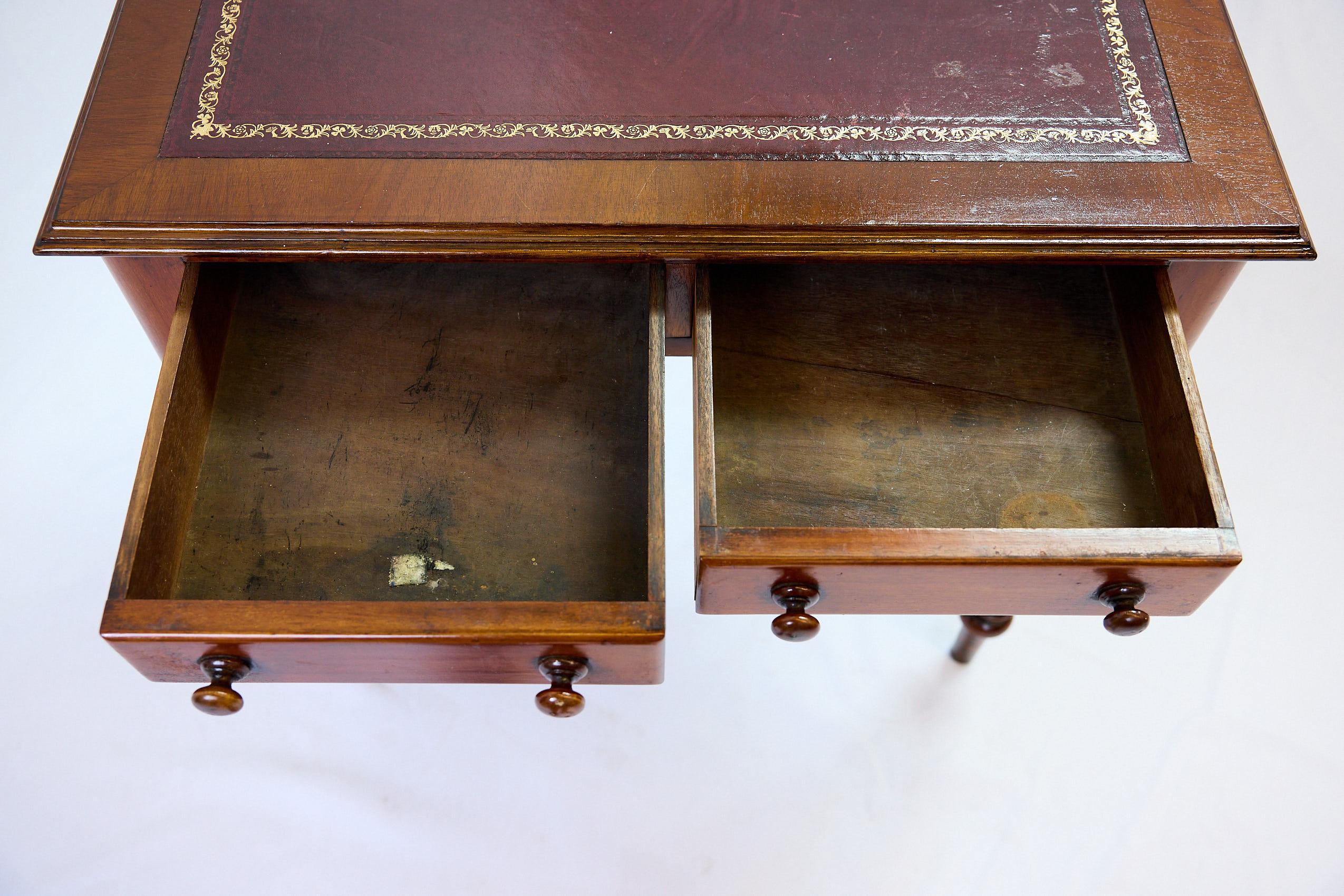 19th Century English Leather Top Writing Table 6