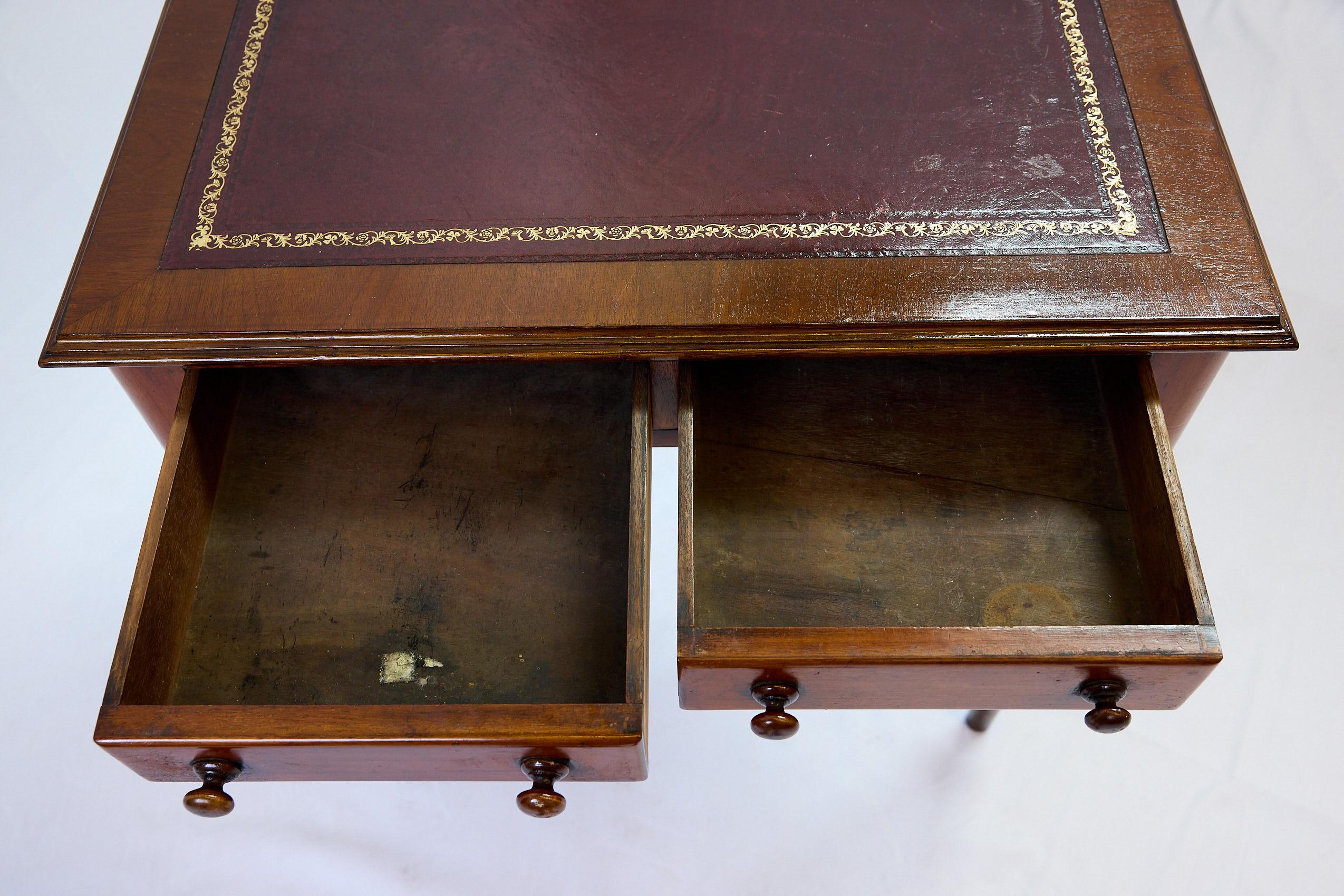 19th Century English Leather Top Writing Table 7