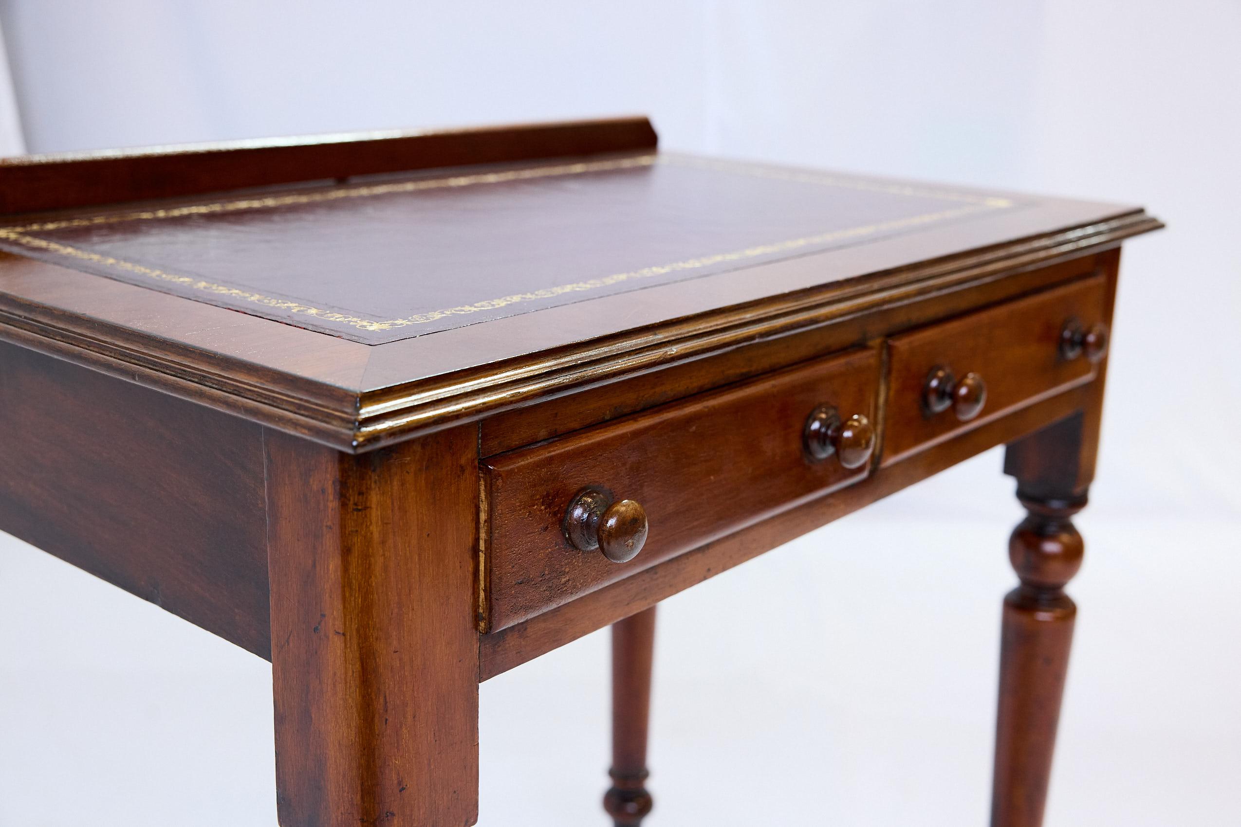 19th Century English Leather Top Writing Table 13