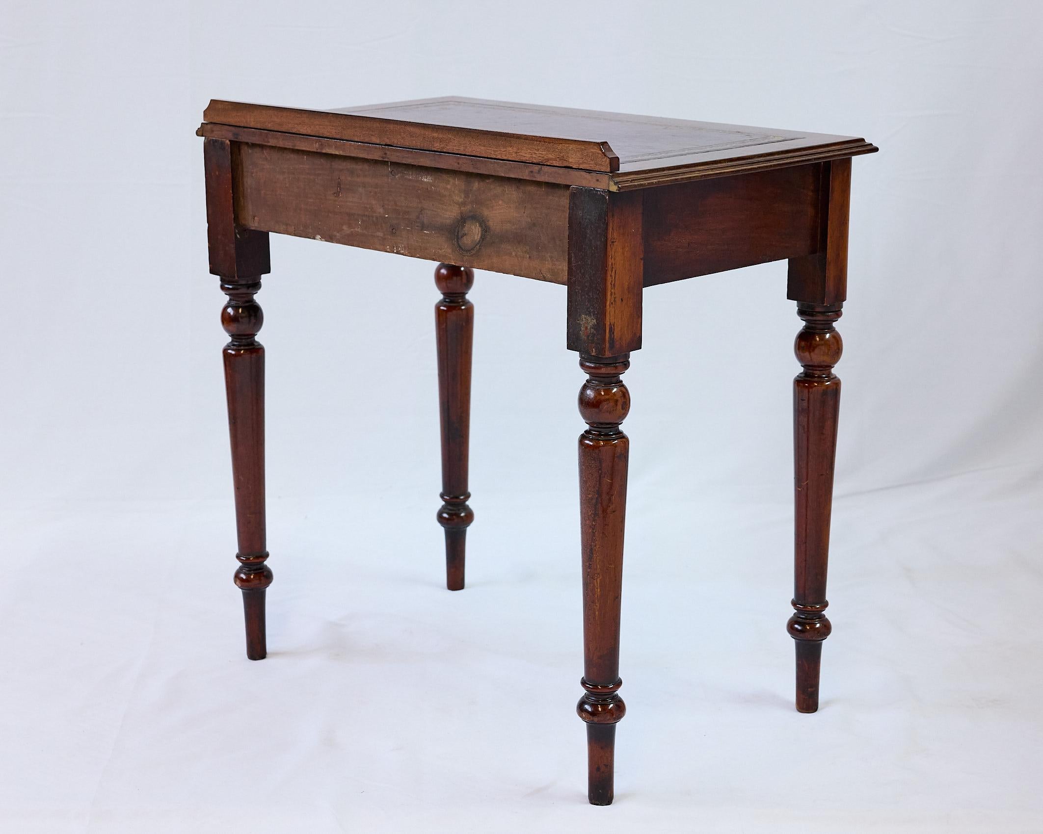19th Century English Leather Top Writing Table 1