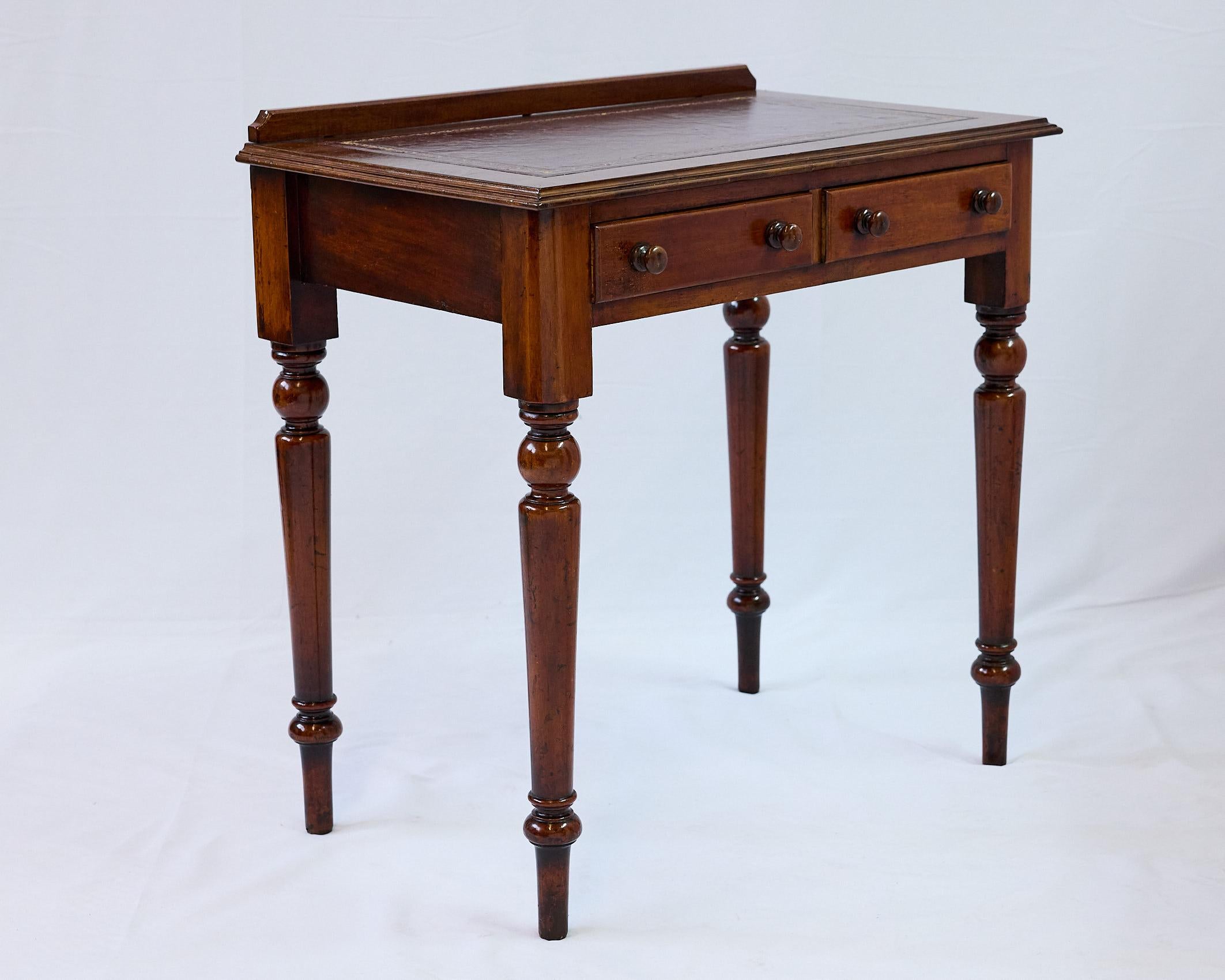 19th Century English Leather Top Writing Table 2