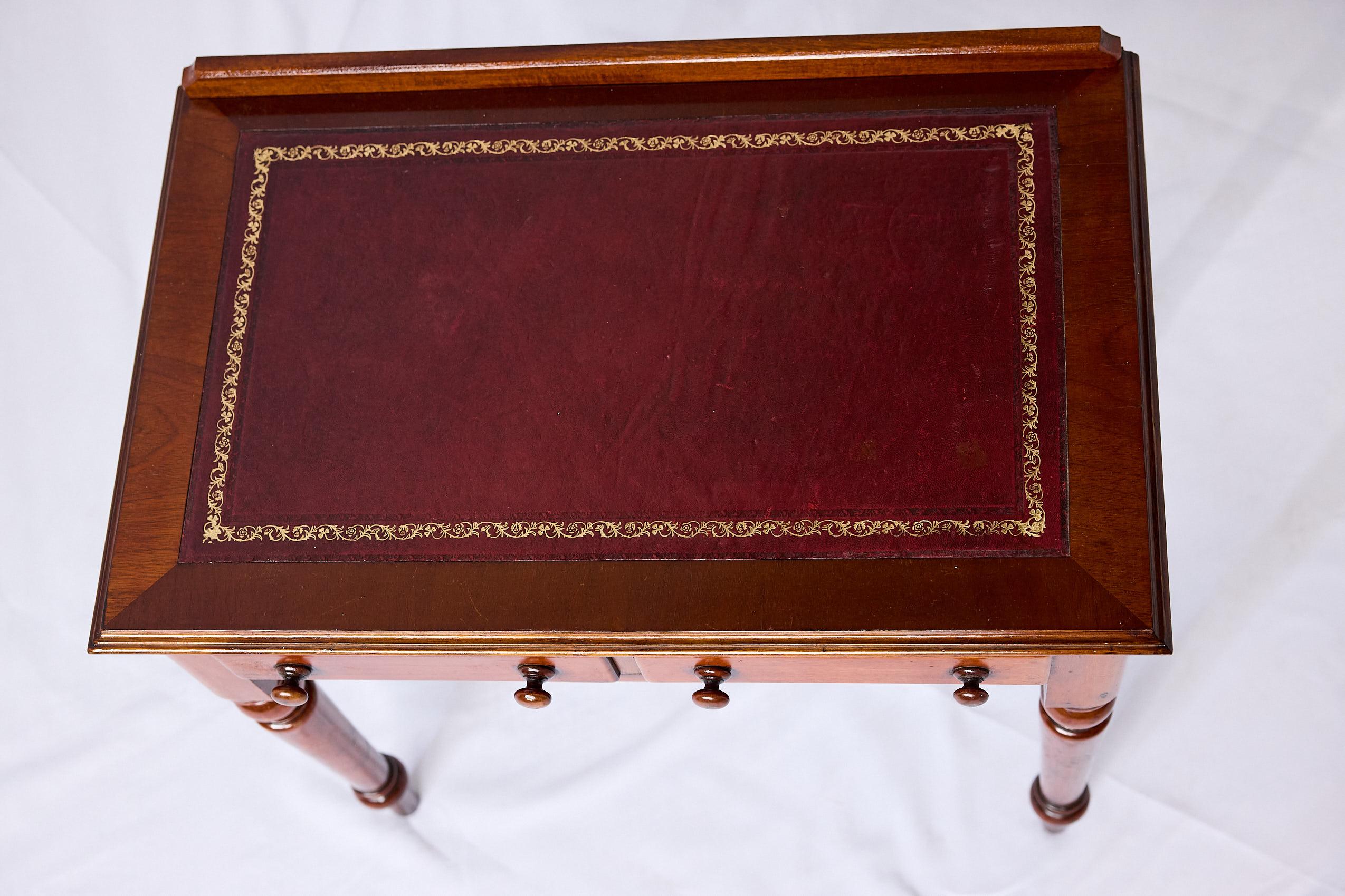 19th Century English Leather Top Writing Table 3