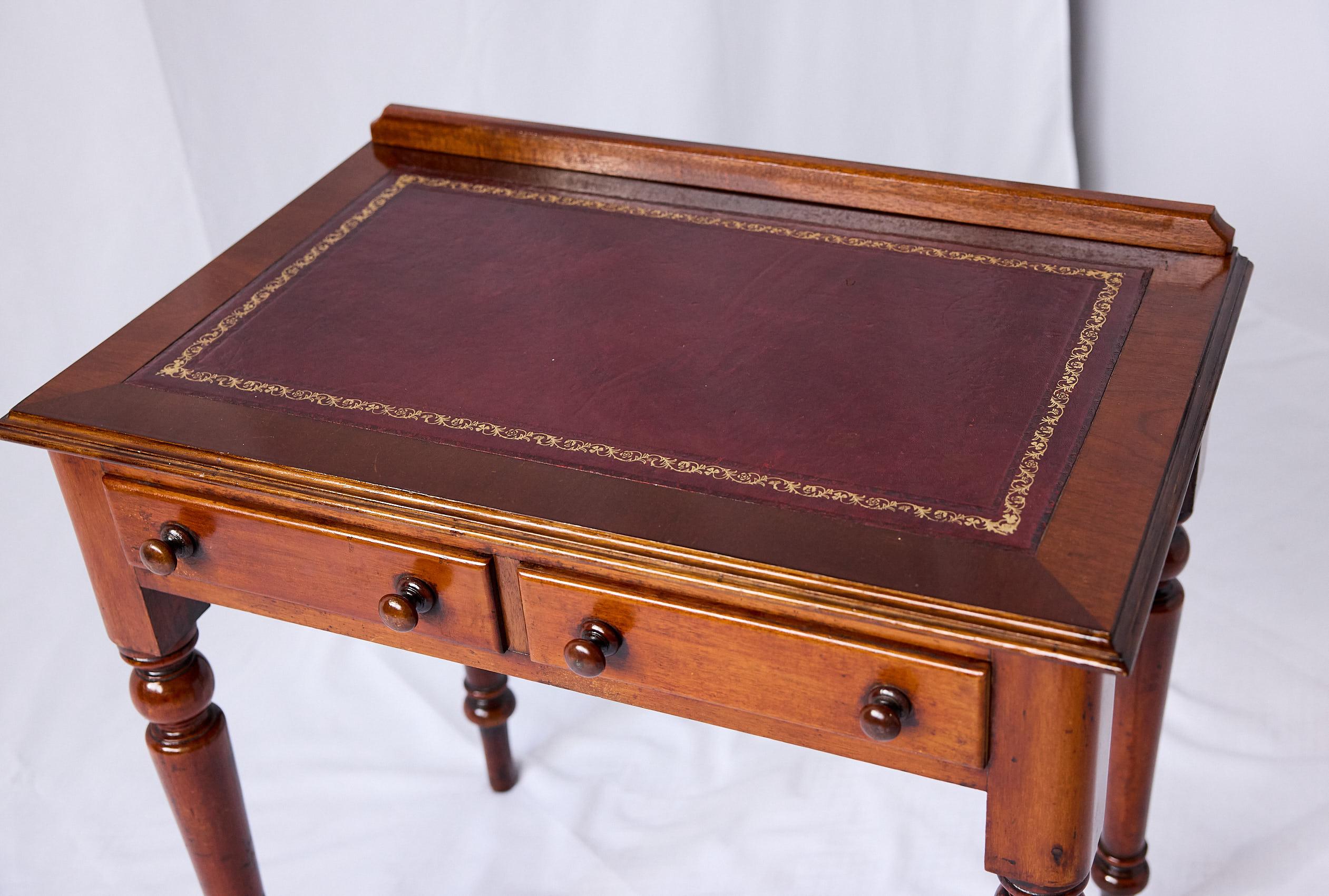 19th Century English Leather Top Writing Table 4