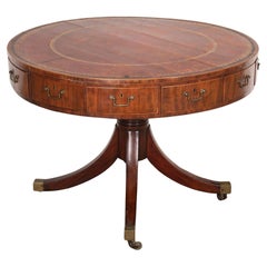 19th Century English Leather Topped Rent Table