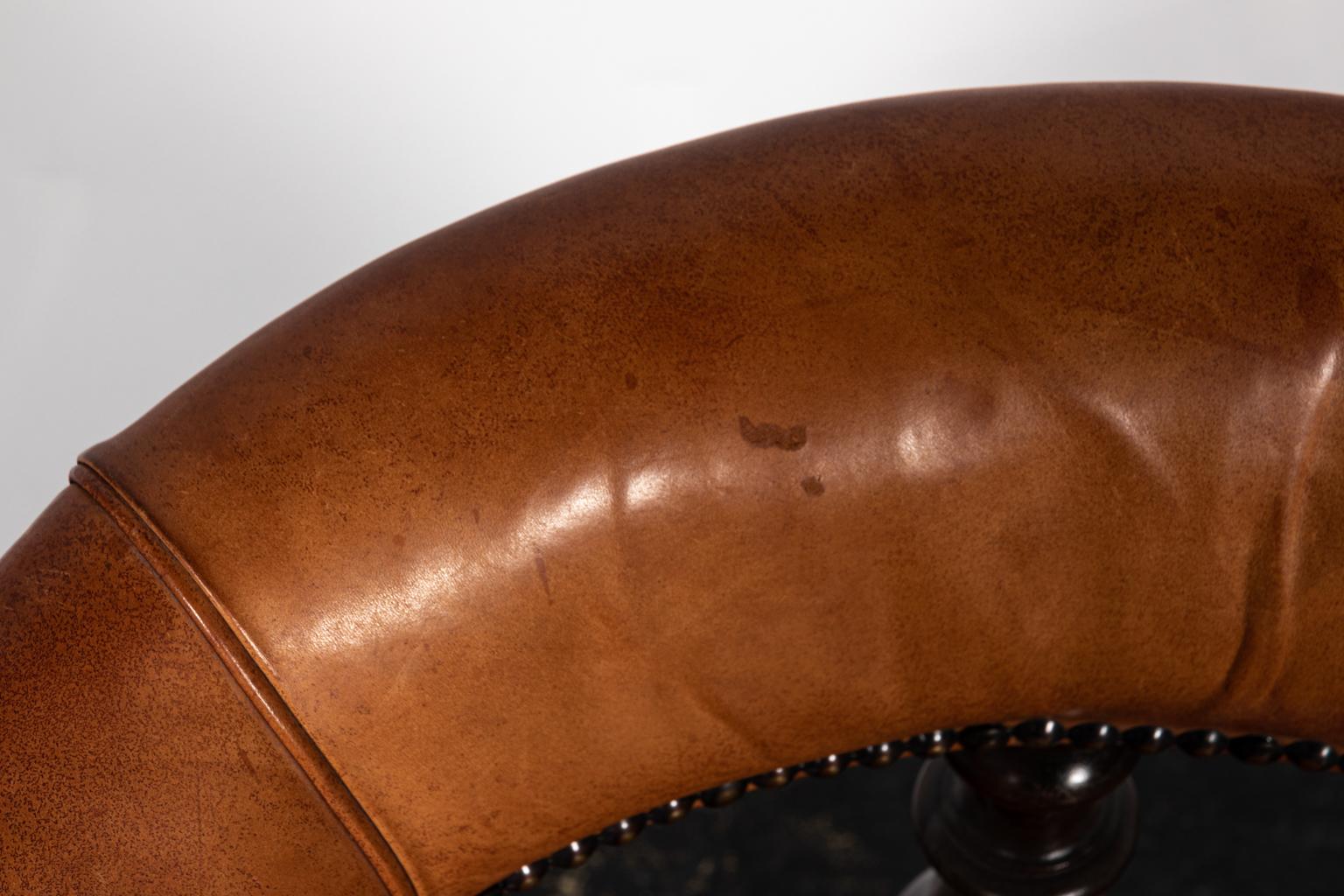 19th Century English Leather Upholstered Desk Chair 3
