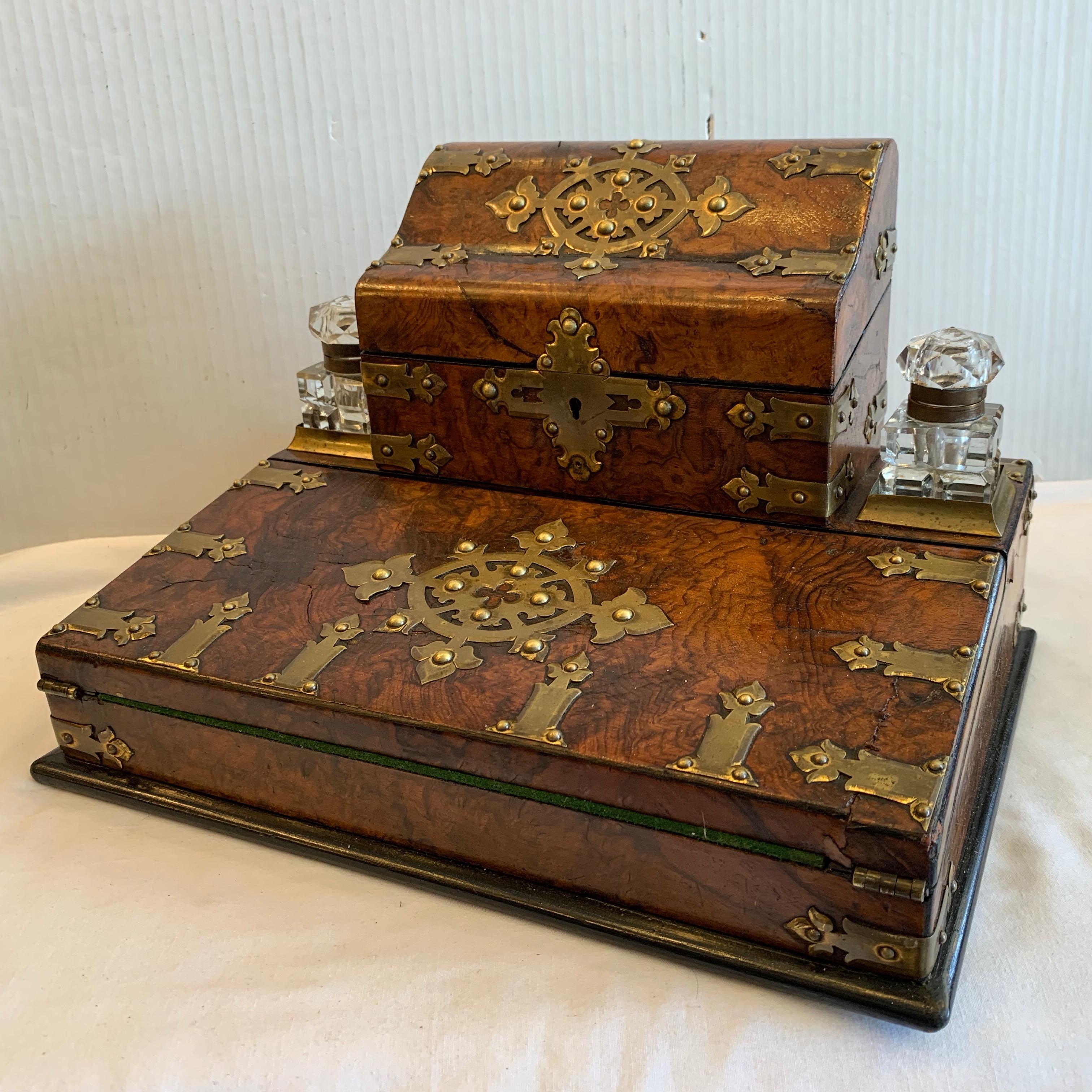 Brass 19TH Century English Letterbox / Lap Desk / Inkstand