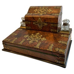 Antique English Paper Mache Ladies Writing Box or Lap Desk with Japanned  Finish For Sale at 1stDibs