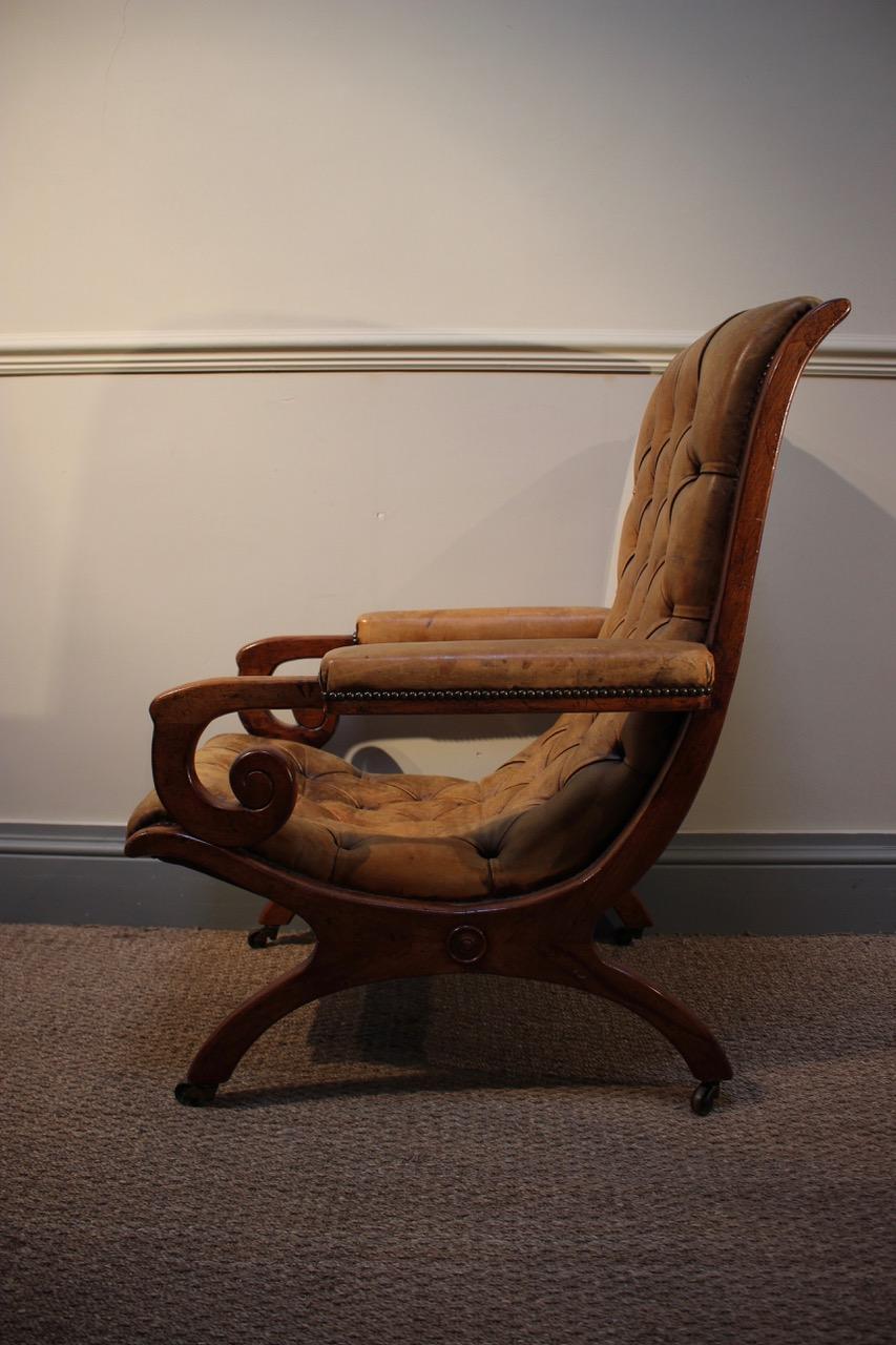 Leather 19th Century English Library Armchair