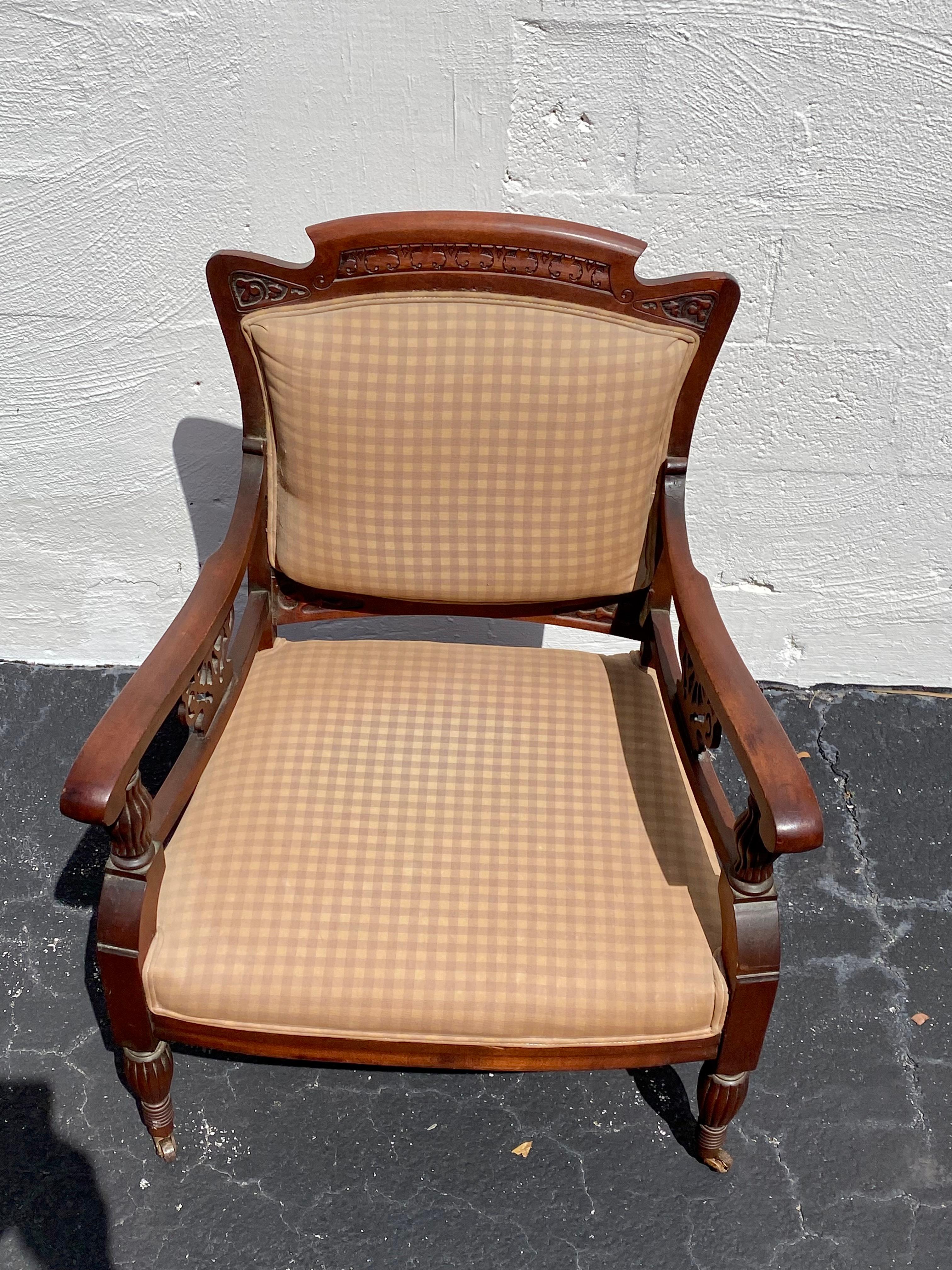 Chaise de bibliothèque anglaise du 19ème siècle sur roulettes en vente 4