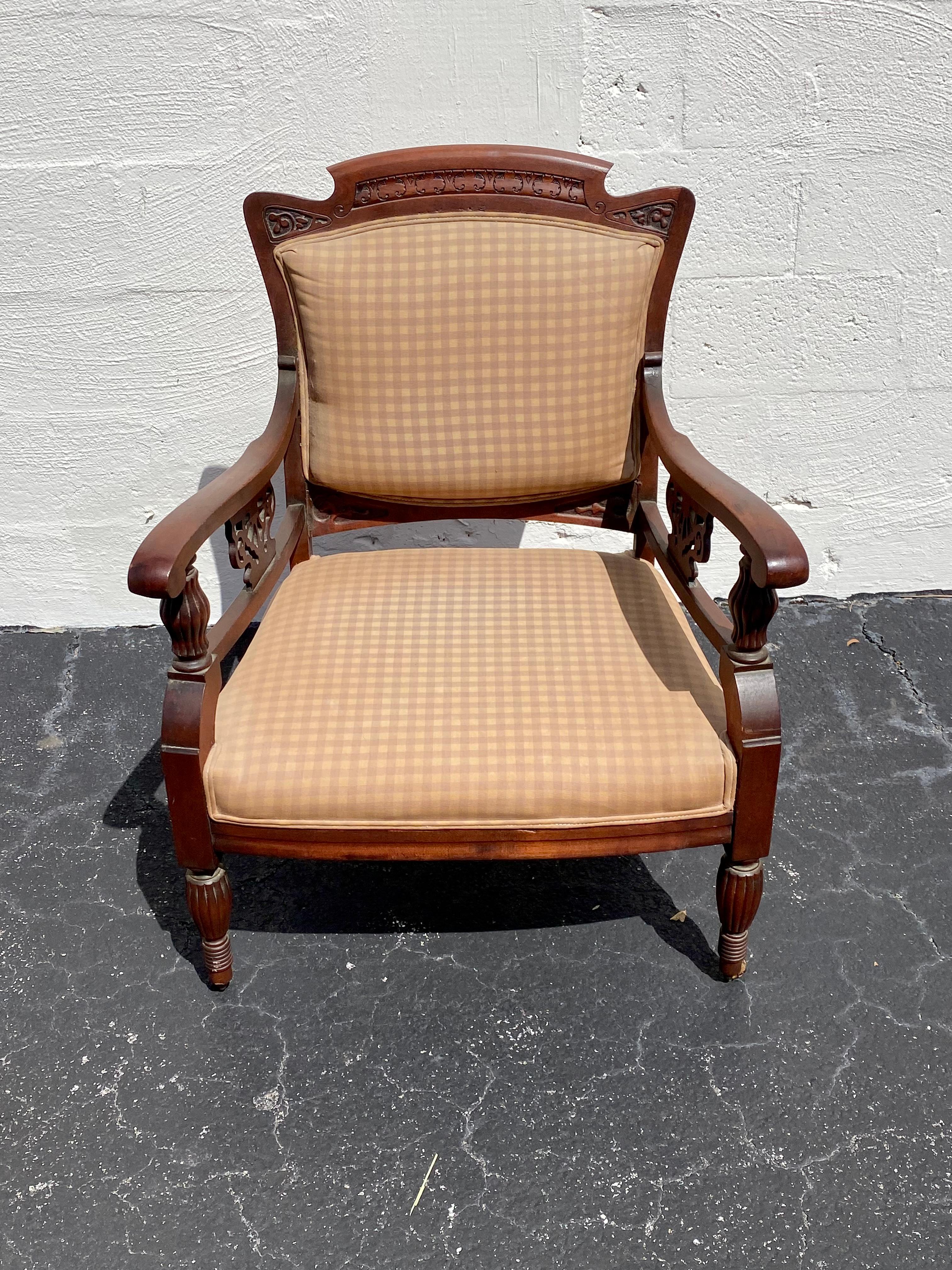 Anglais Chaise de bibliothèque anglaise du 19ème siècle sur roulettes en vente