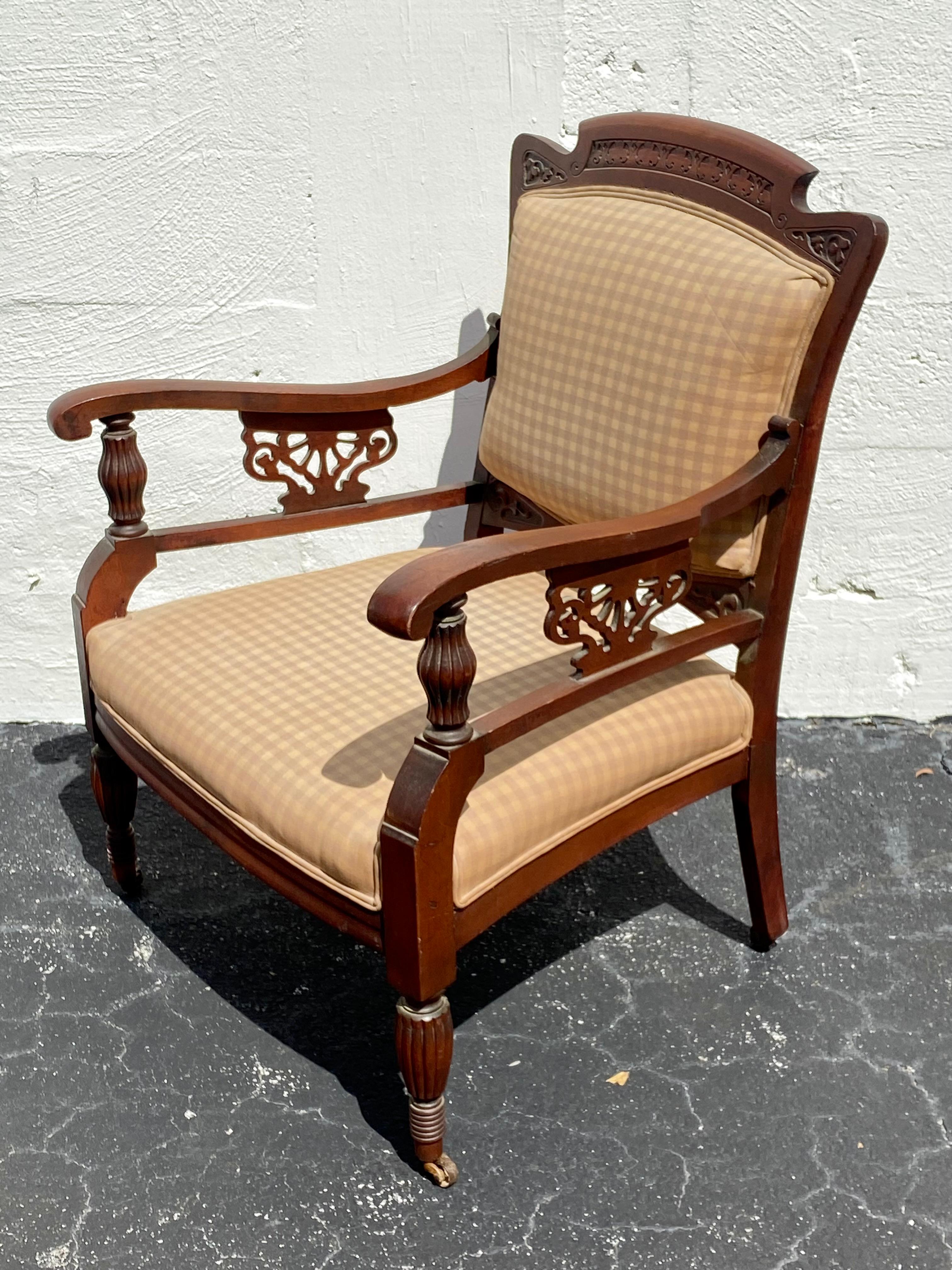 XIXe siècle Chaise de bibliothèque anglaise du 19ème siècle sur roulettes en vente
