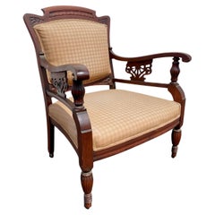 19th Century English Library Chair on Castors 