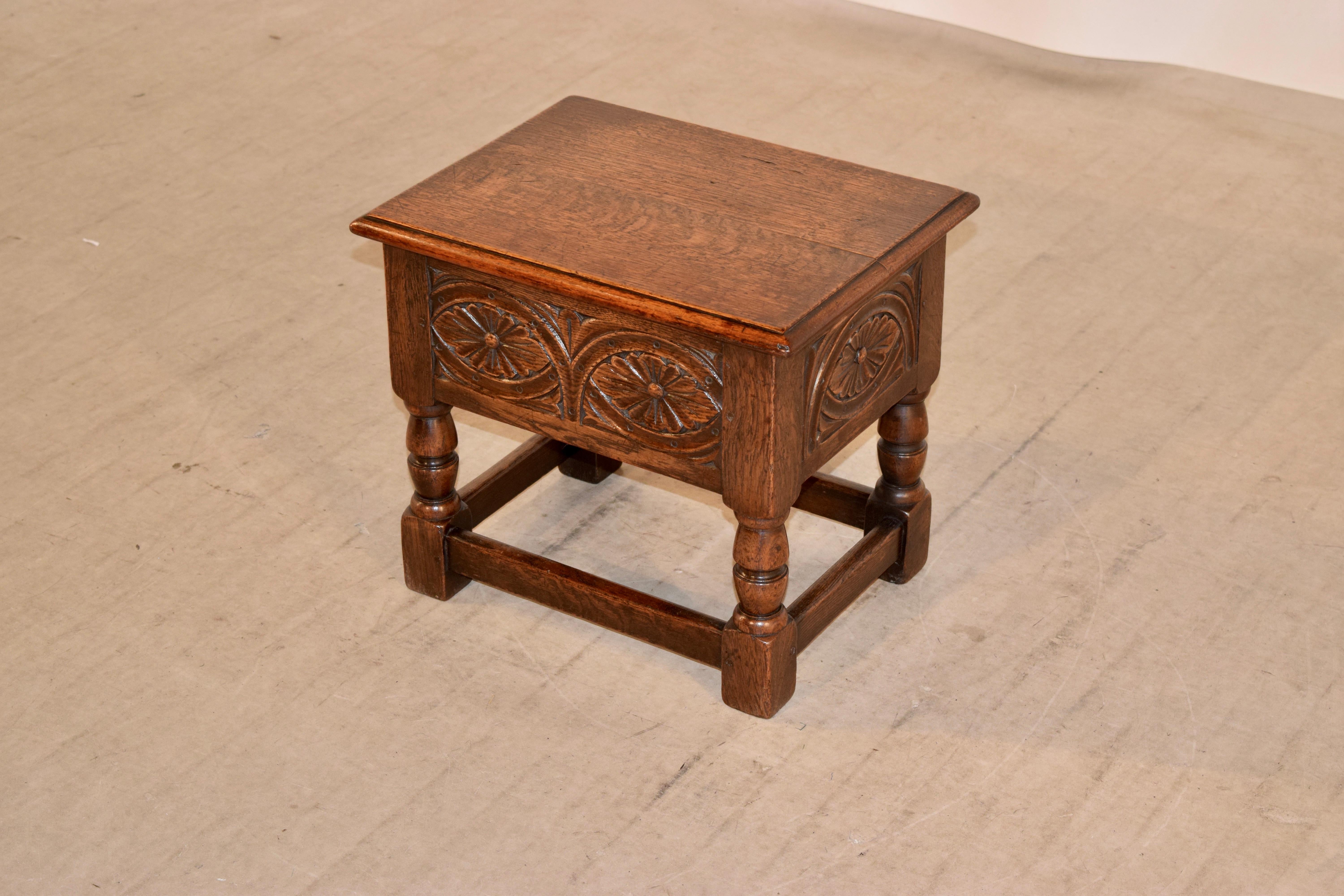 Hand-Carved 19th Century English Lift-Top Stool
