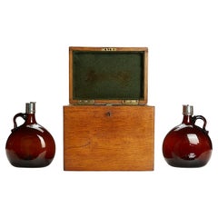 19th Century English Liquor Bottle Case with Chubb Lock and Handle 