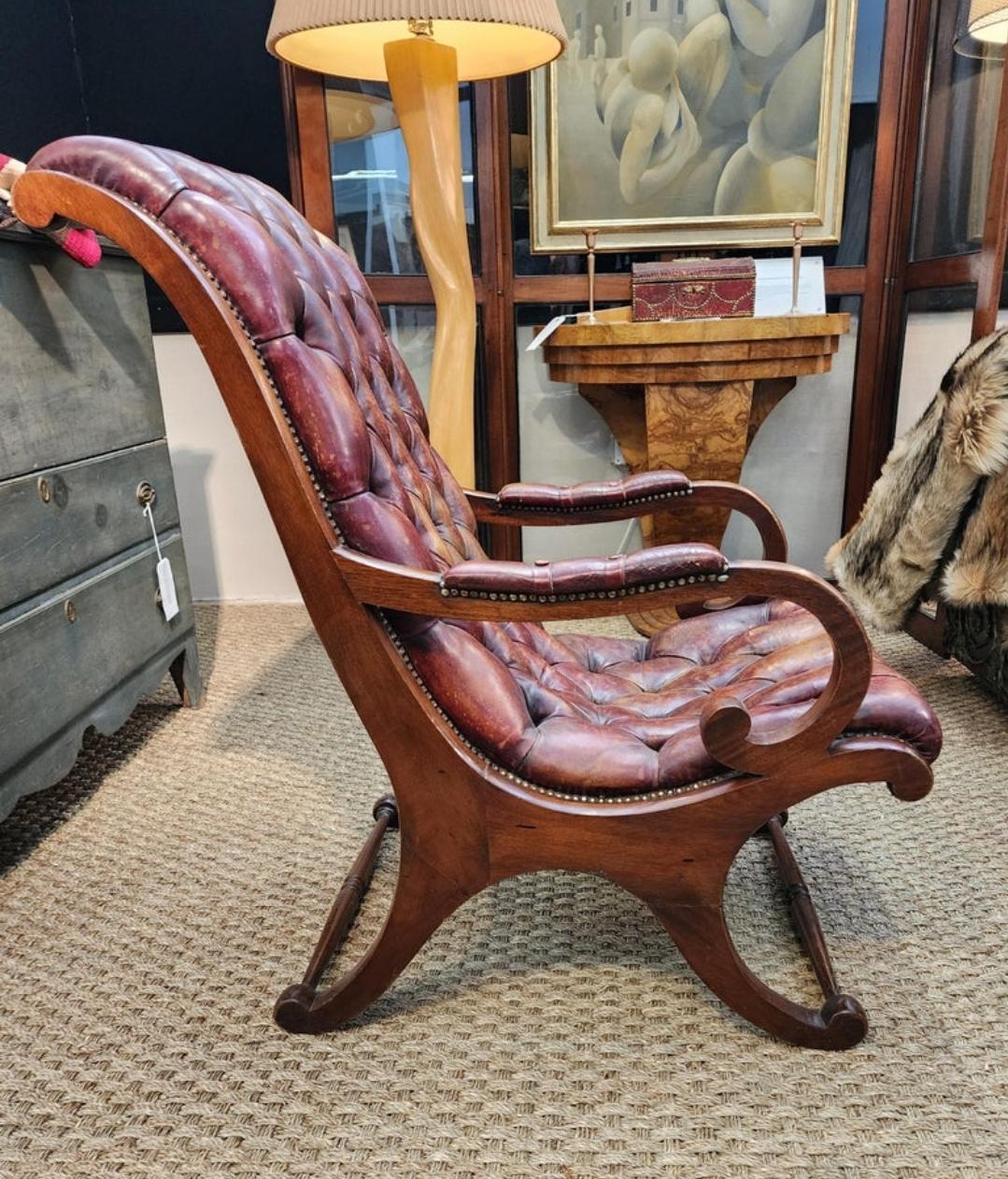 Handsome sculptural and comfortable. Those three words best tell the story of this English leather chair from the 1850's
It is beautifully constructed and has the patina warmth and age.
This can be viewed and at The Berkshire Galleries in Great