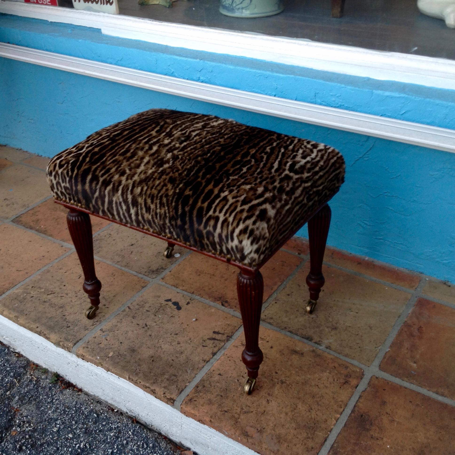 19th Century English Lynx Covered Bench In Good Condition In West Palm Beach, FL