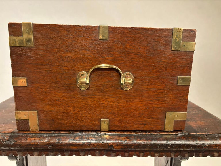 19th Century English Mahogany and Brass Campaign Chest, Small Scale 19th Century English Mahogany and Brass Campaign Chest, Small Scale