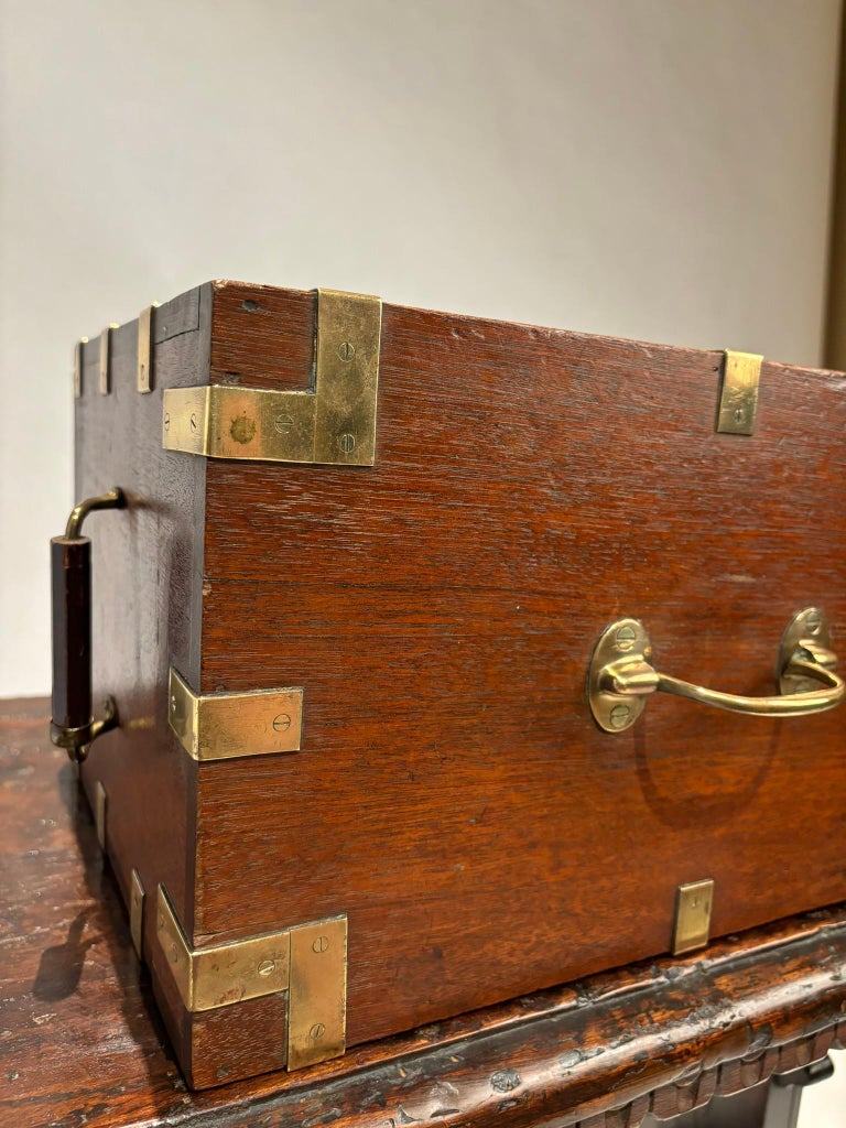 19th Century English Mahogany and Brass Campaign Chest, Small Scale 19th Century English Mahogany and Brass Campaign Chest, Small Scale