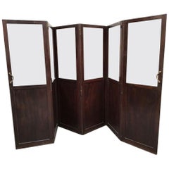 19th Century English Mahogany and Glass Six Panels Screen, 1890s