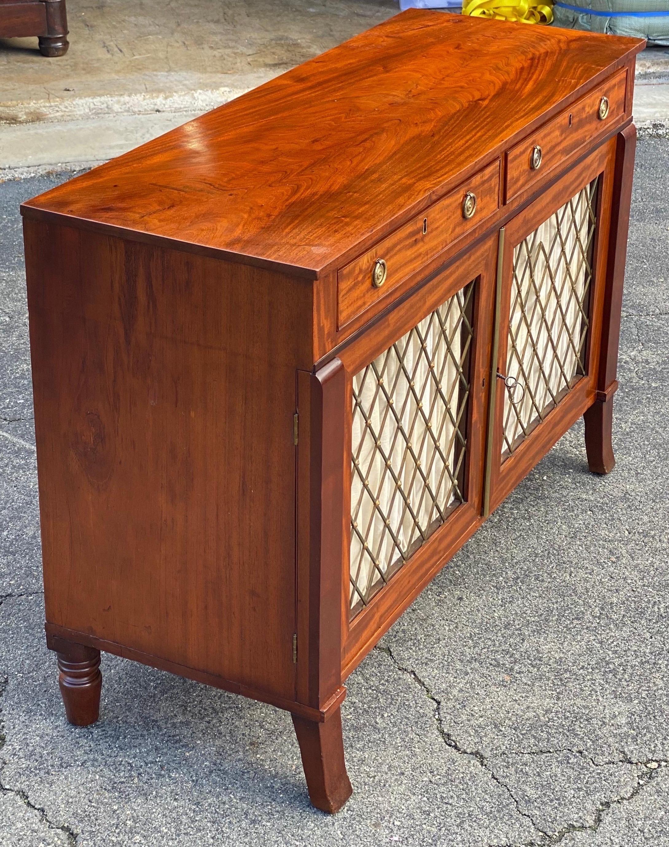 19th Century English Mahogany and Grillework Cabinet In Good Condition In Charleston, SC