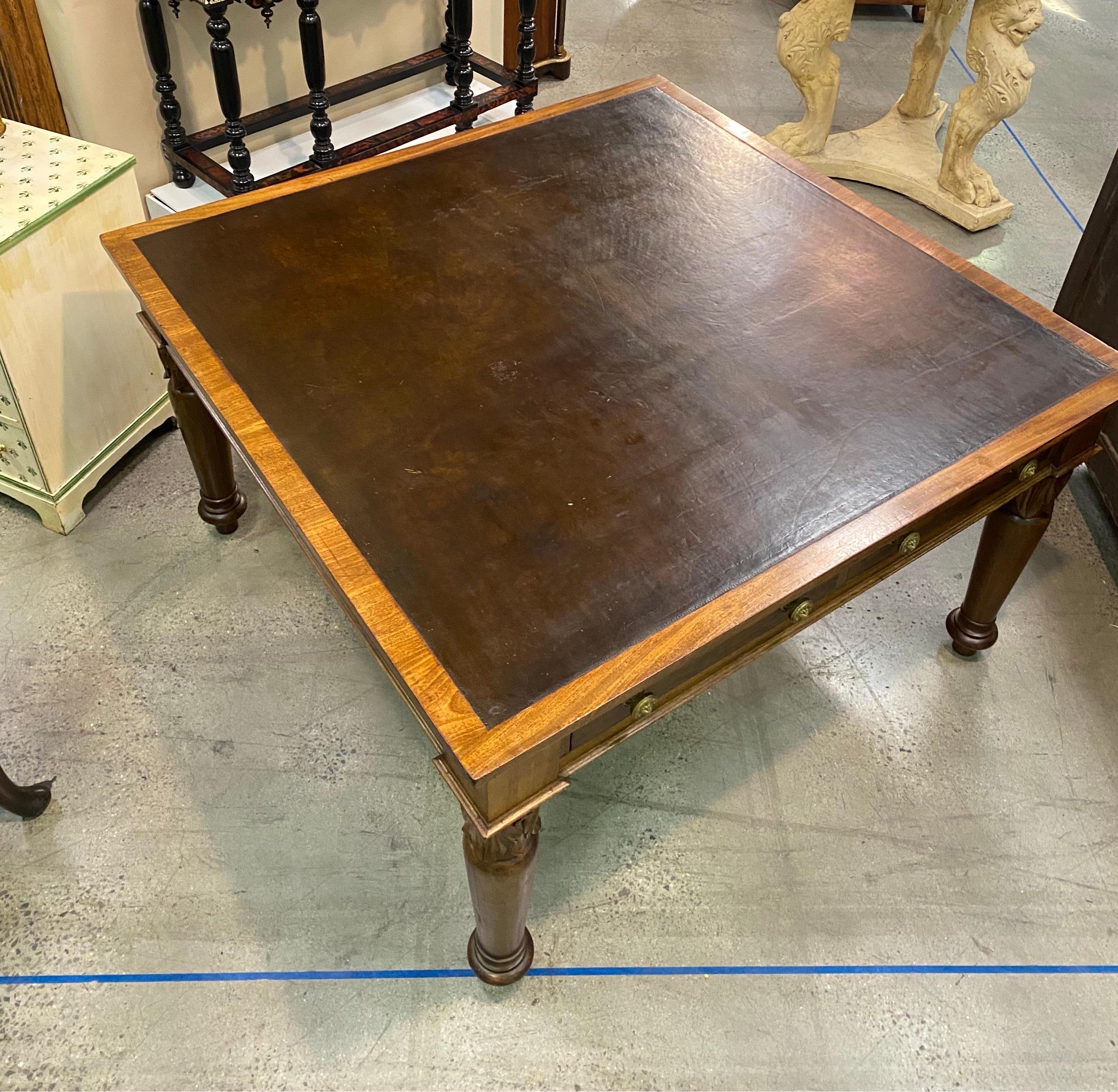 William IV 19th Century English Mahogany and Leather Partners Writing Table