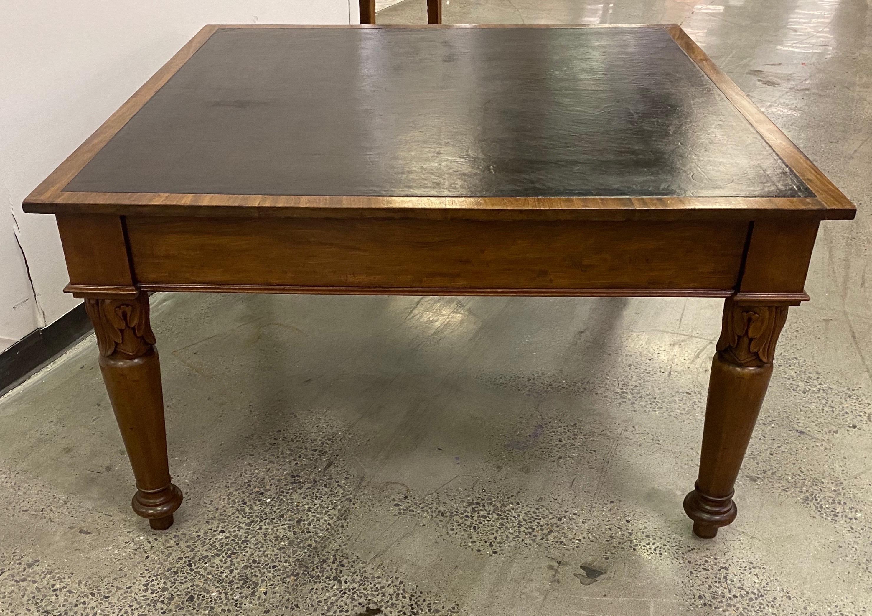 19th Century English Mahogany and Leather Partners Writing Table 4