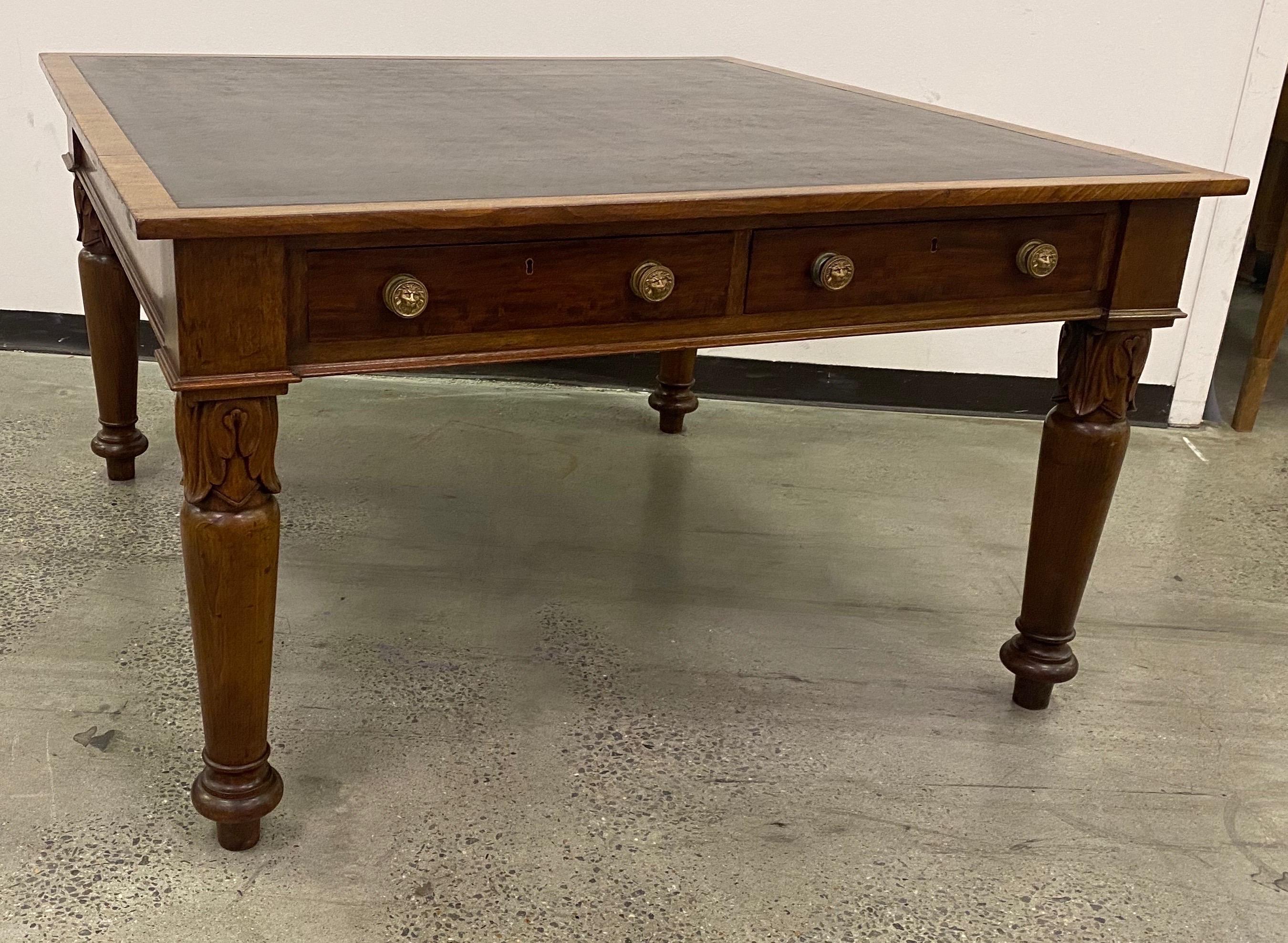 19th Century English Mahogany and Leather Partners Writing Table 5