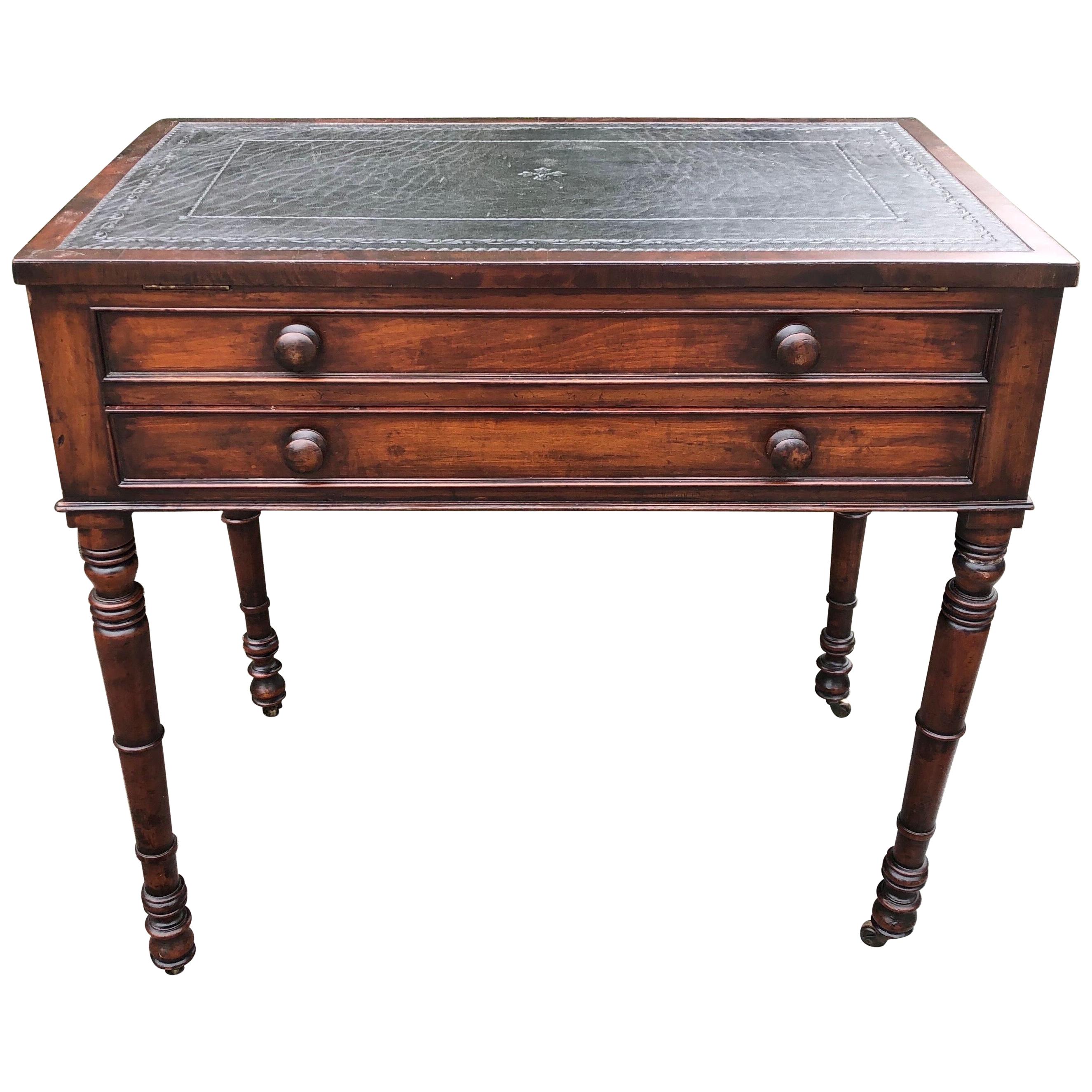 19th Century English Mahogany and Leather Top Architect's Style Desk