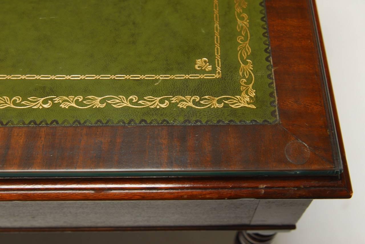 19th Century English Mahogany and Leather Writing Table Desk  5