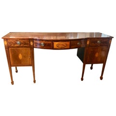 19th Century English Mahogany and Marquetry Large Scaled Sideboard