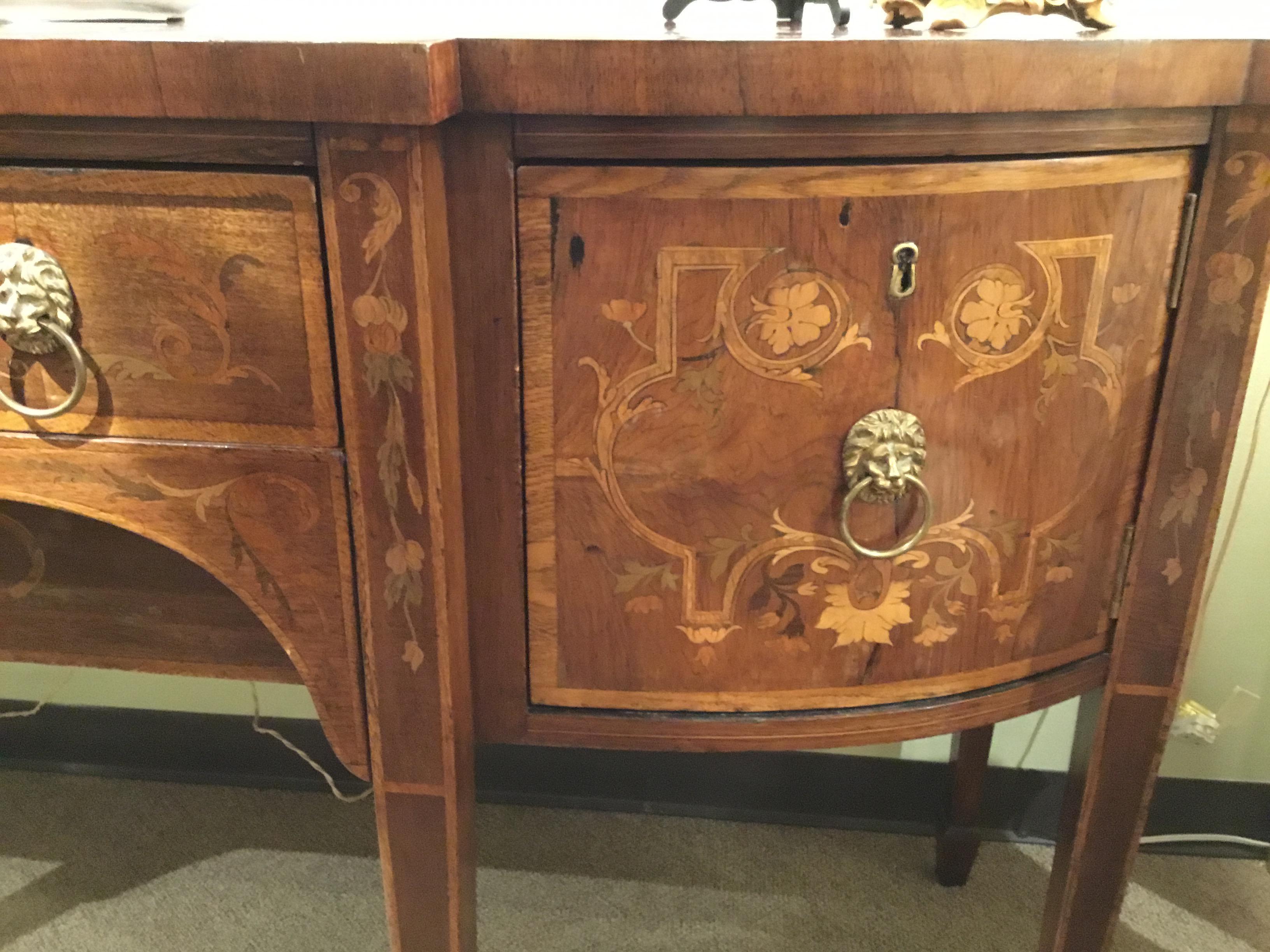 19th Century English Mahogany and Marquetry Sideboard or Buffet 11