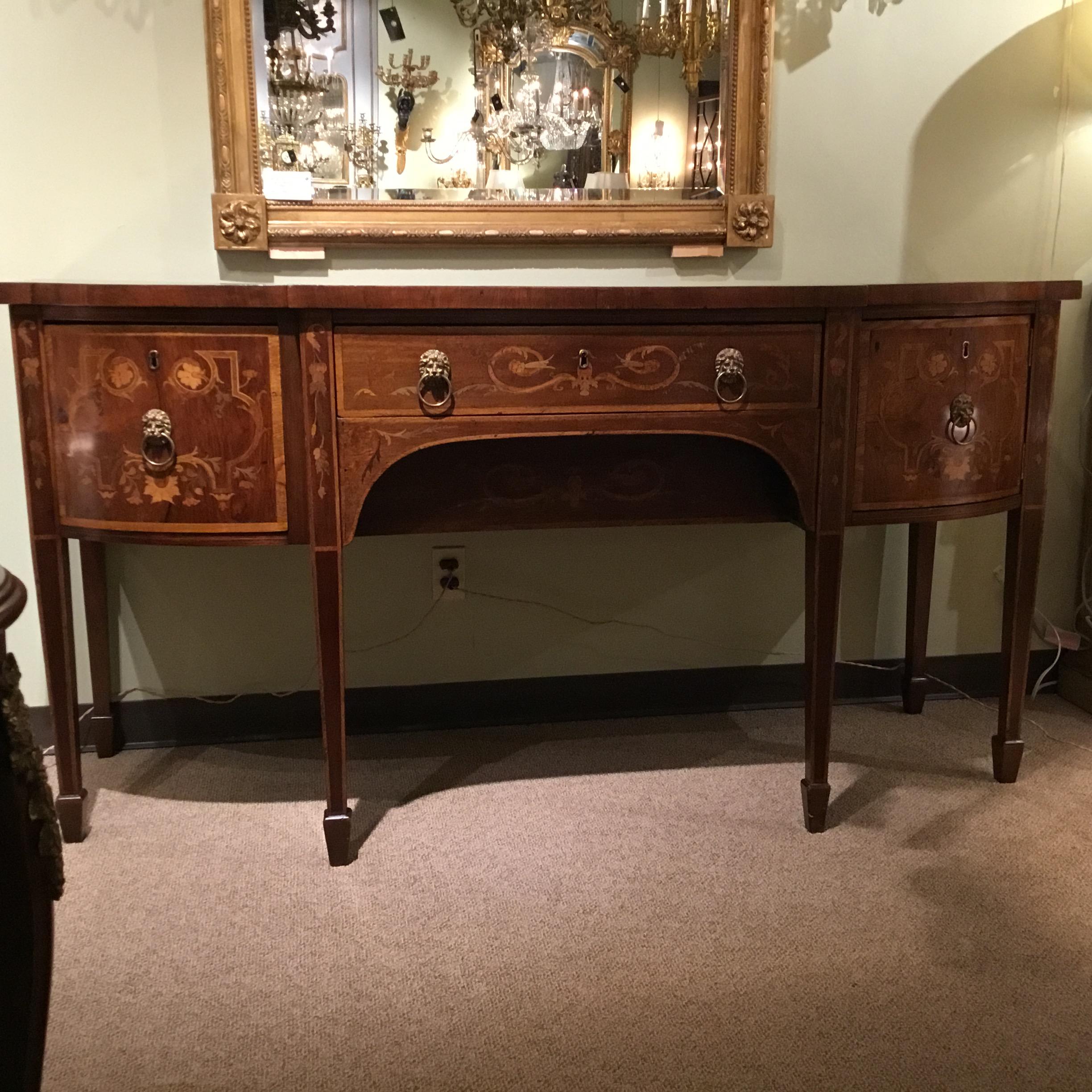 19th Century English Mahogany and Marquetry Sideboard or Buffet 13