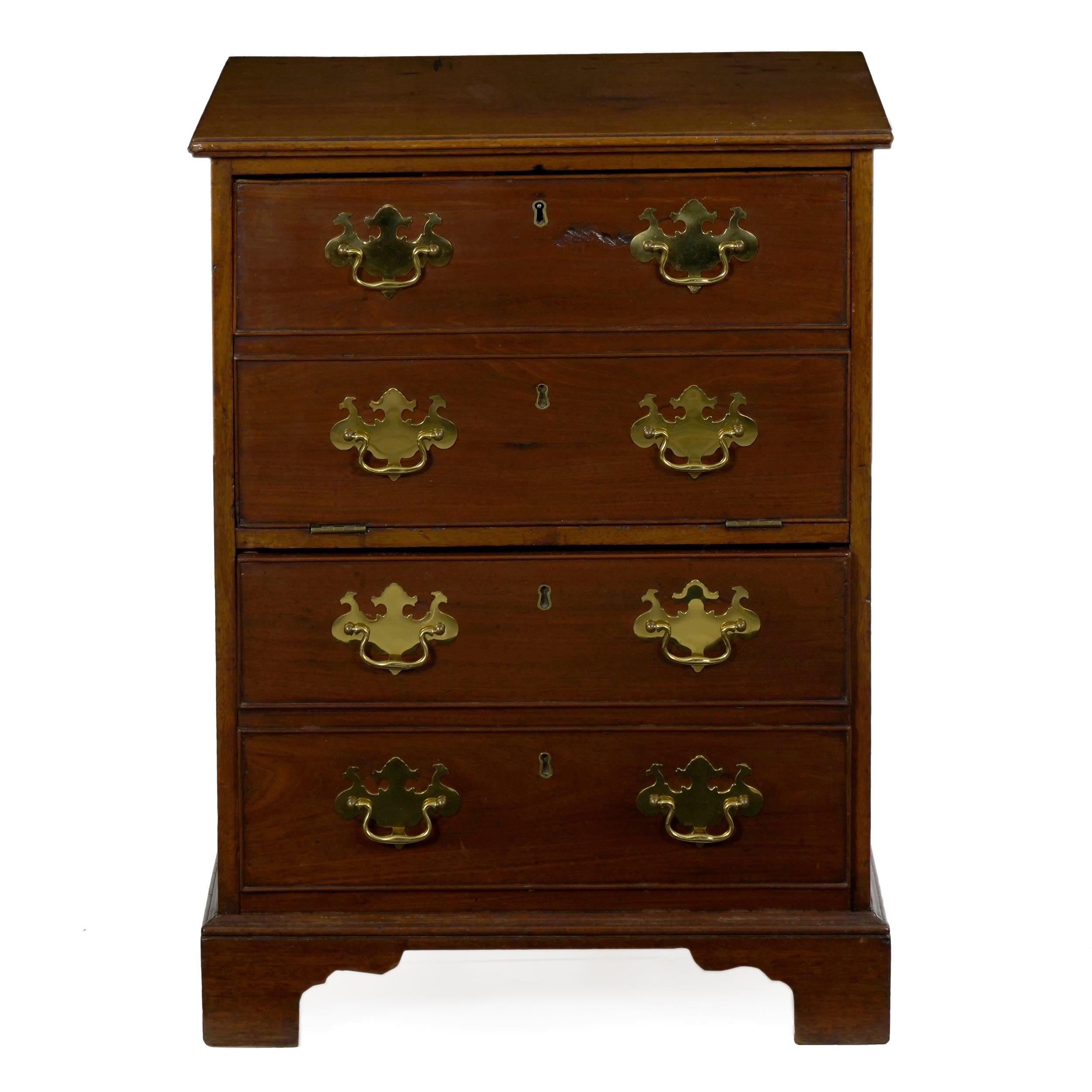 George III 19th Century English Mahogany Antique Bedside Nightstand Table / Office Cabinet