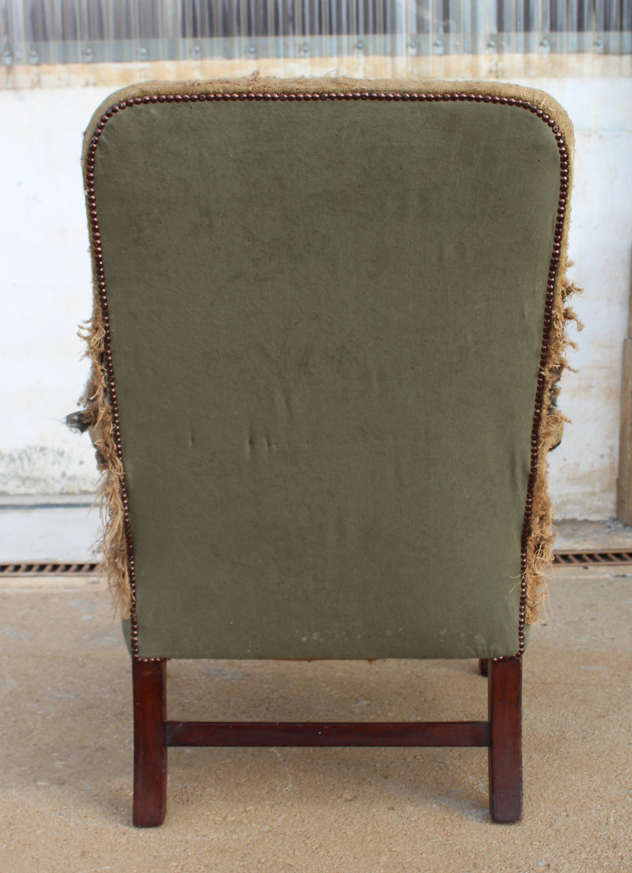 19th Century English Mahogany Armchair with Upholstery That Needs Repair 1