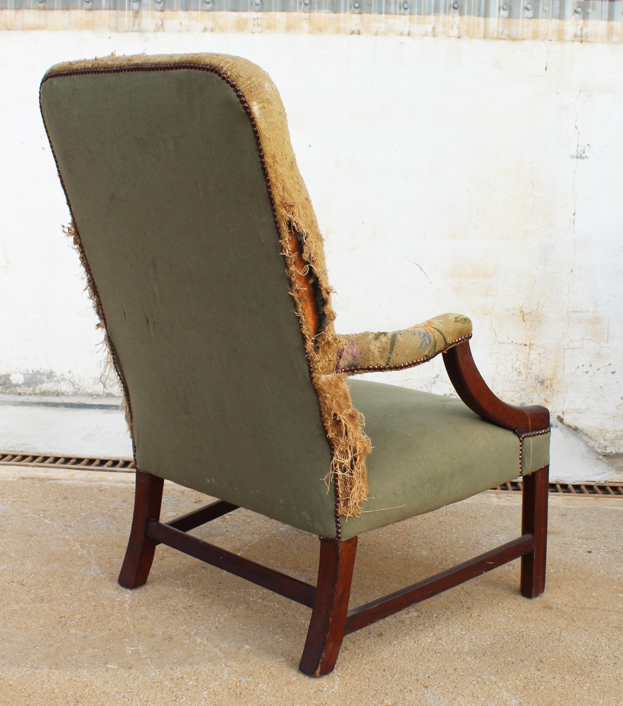 19th Century English Mahogany Armchair with Upholstery That Needs Repair 2