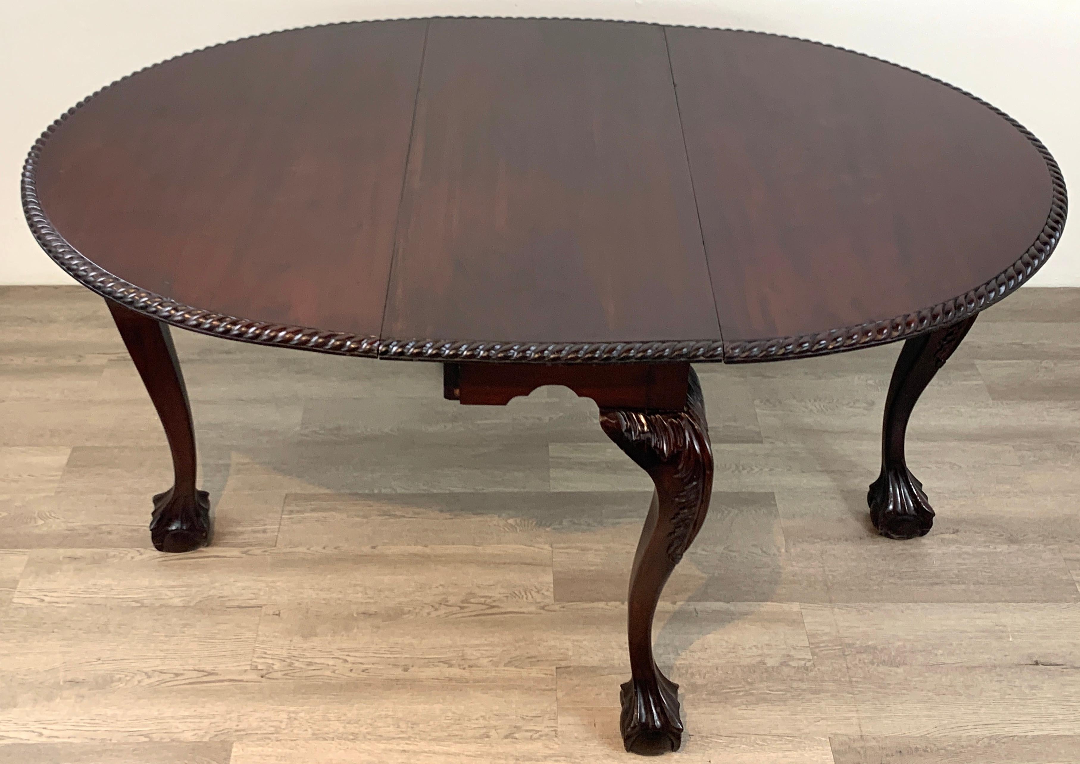 19th Century English Mahogany Ball & Claw Foot Tuck Away Dining Room Table For Sale 4