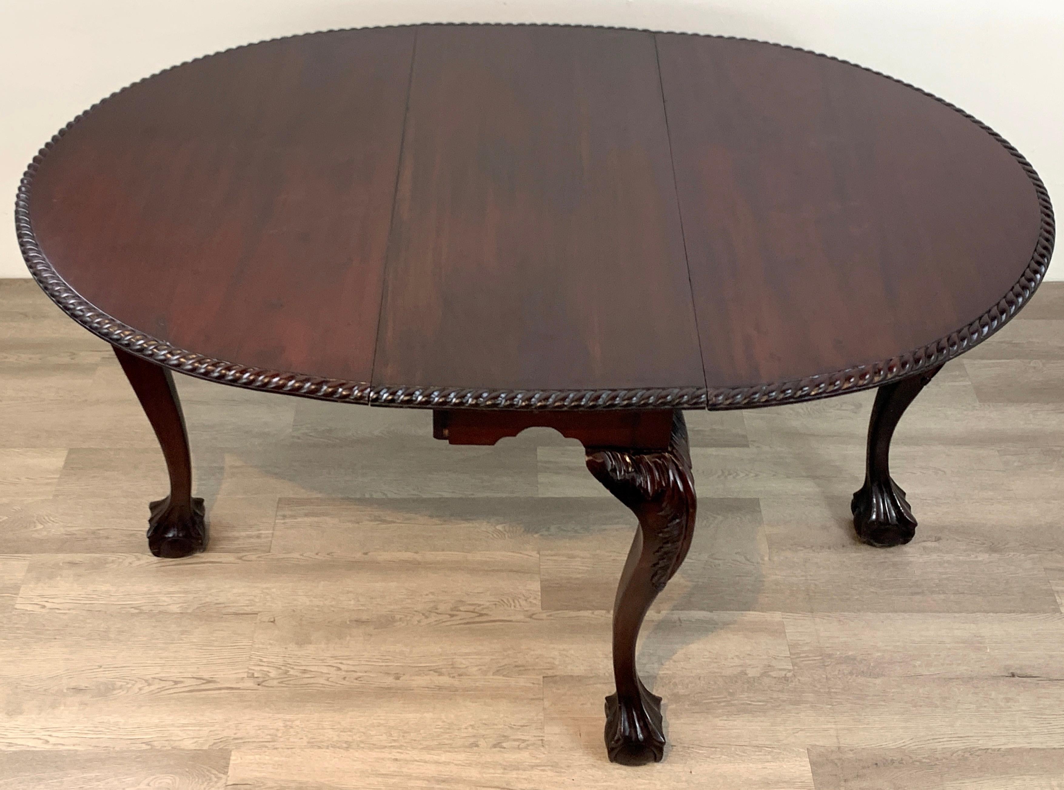 19th Century English Mahogany Ball & Claw Foot Tuck Away Dining Room Table For Sale 5