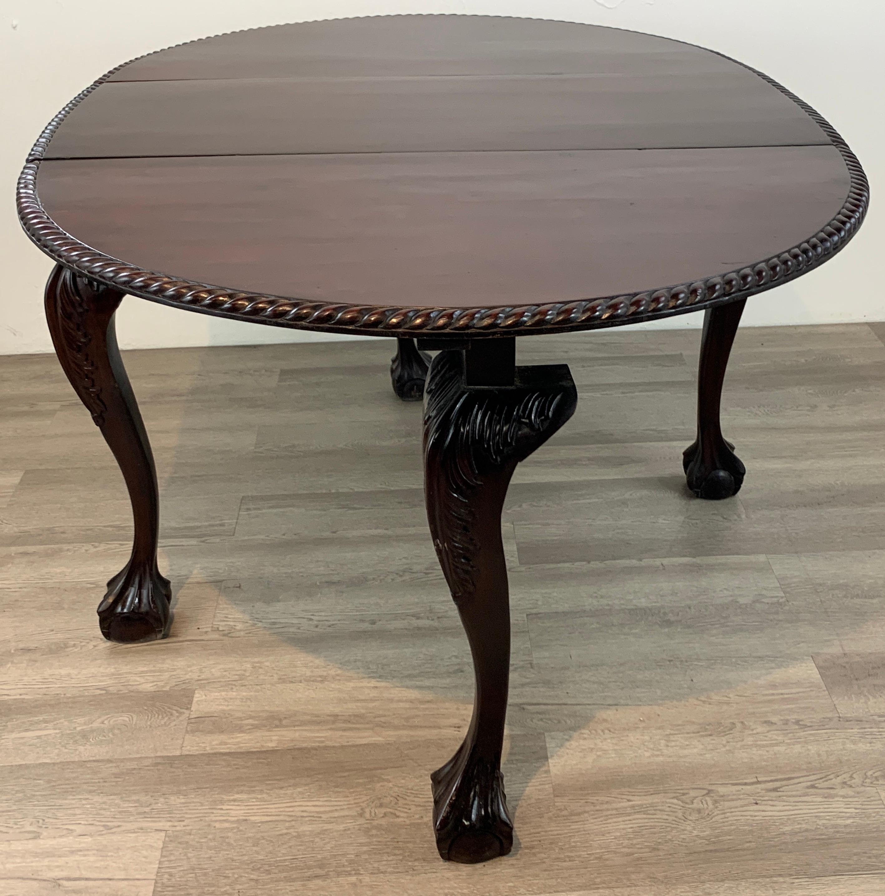 19th Century English Mahogany Ball & Claw Foot Tuck Away Dining Room Table For Sale 6