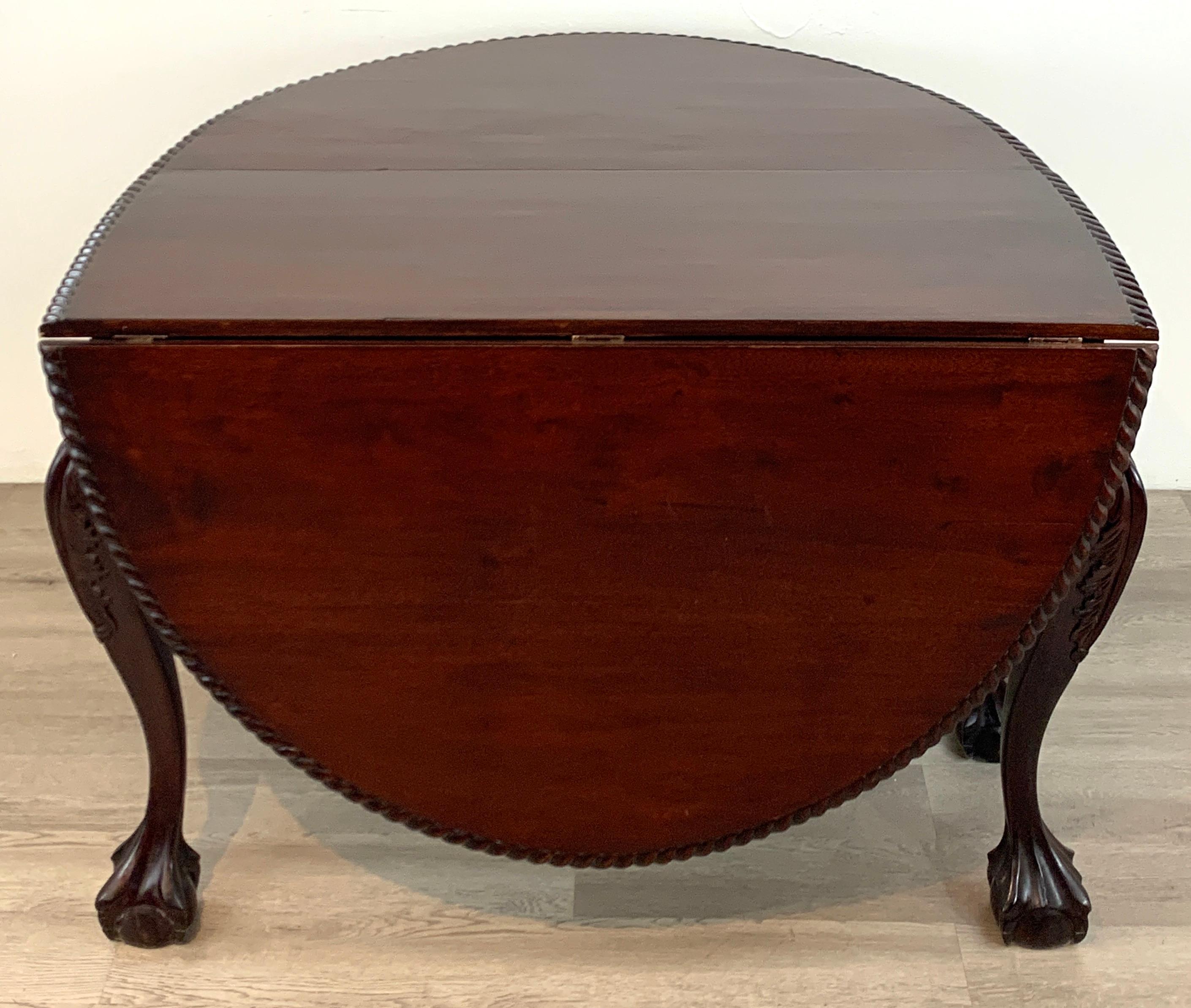 19th Century English Mahogany Ball & Claw Foot Tuck Away Dining Room Table For Sale 8