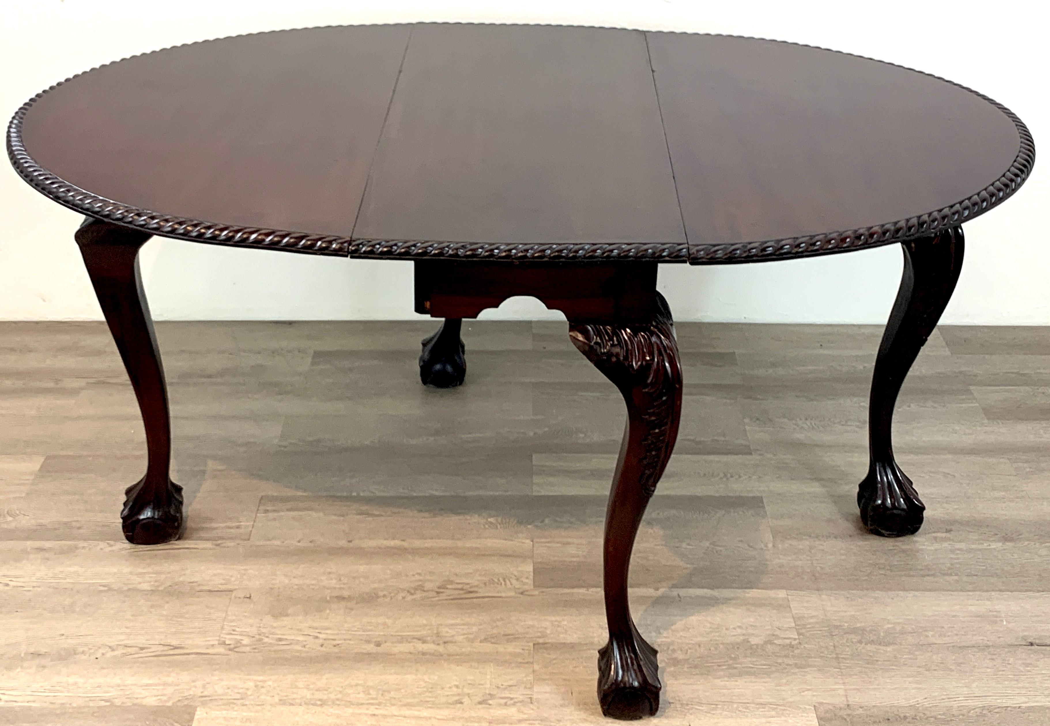 19th Century English Mahogany Ball & Claw Foot Tuck Away Dining Room Table For Sale 2