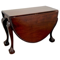 19th Century English Mahogany Ball & Claw Foot Tuck Away Dining Room Table