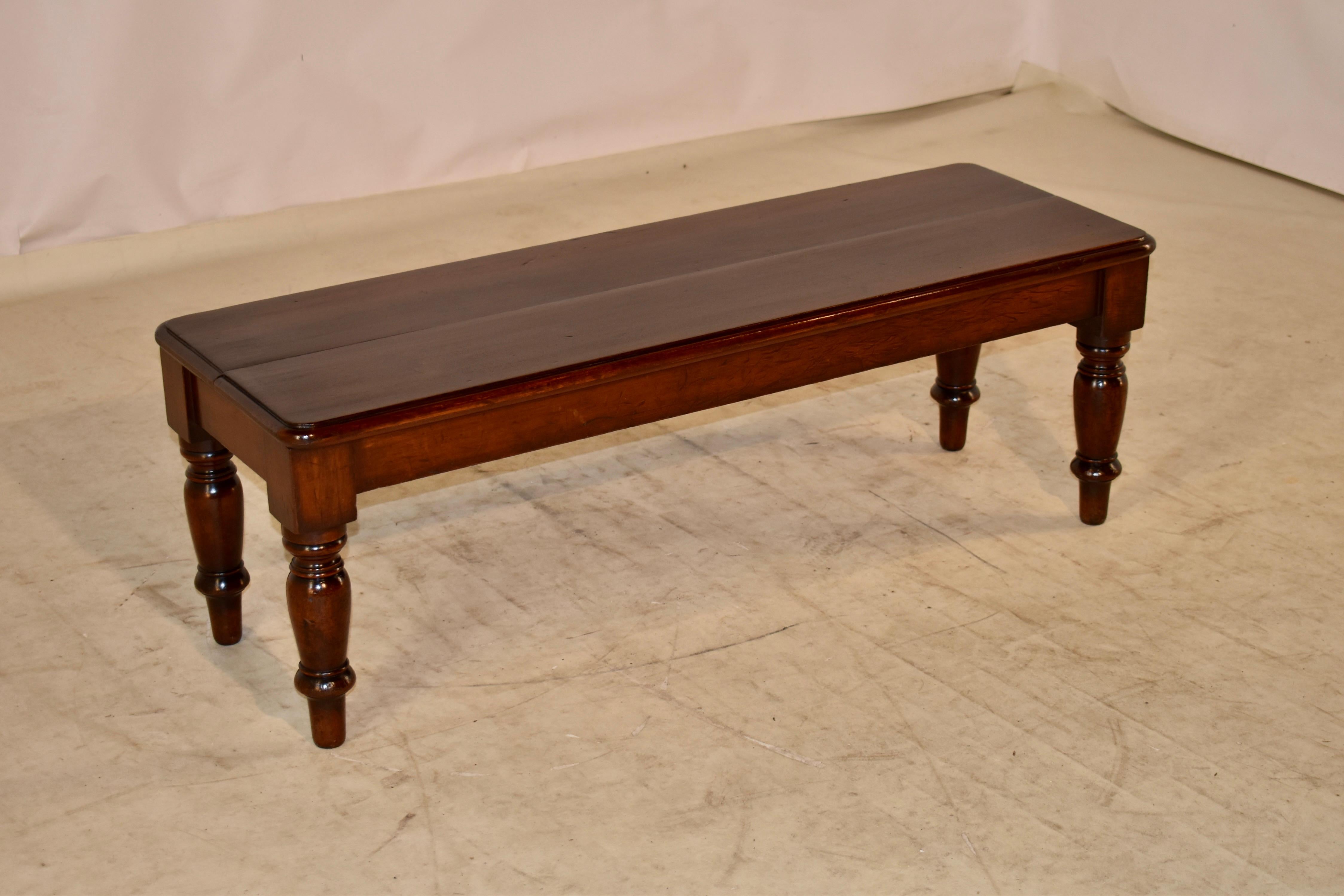 19th Century English Mahogany Bench In Good Condition In High Point, NC