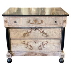 19th Century English Mahogany Bleached Chest with Brass Inlay