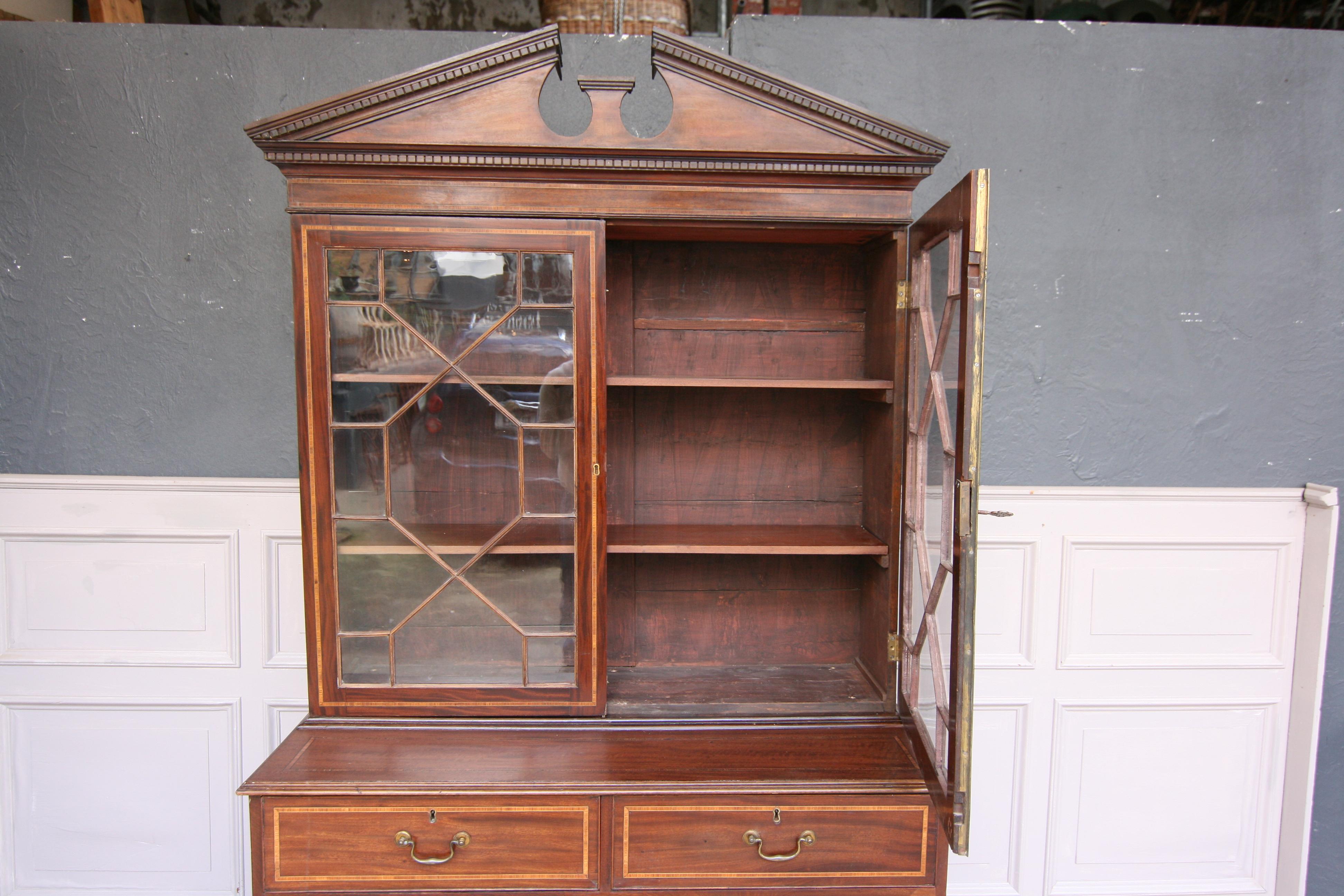 19th Century English Mahogany Bookcase Cabinet 4