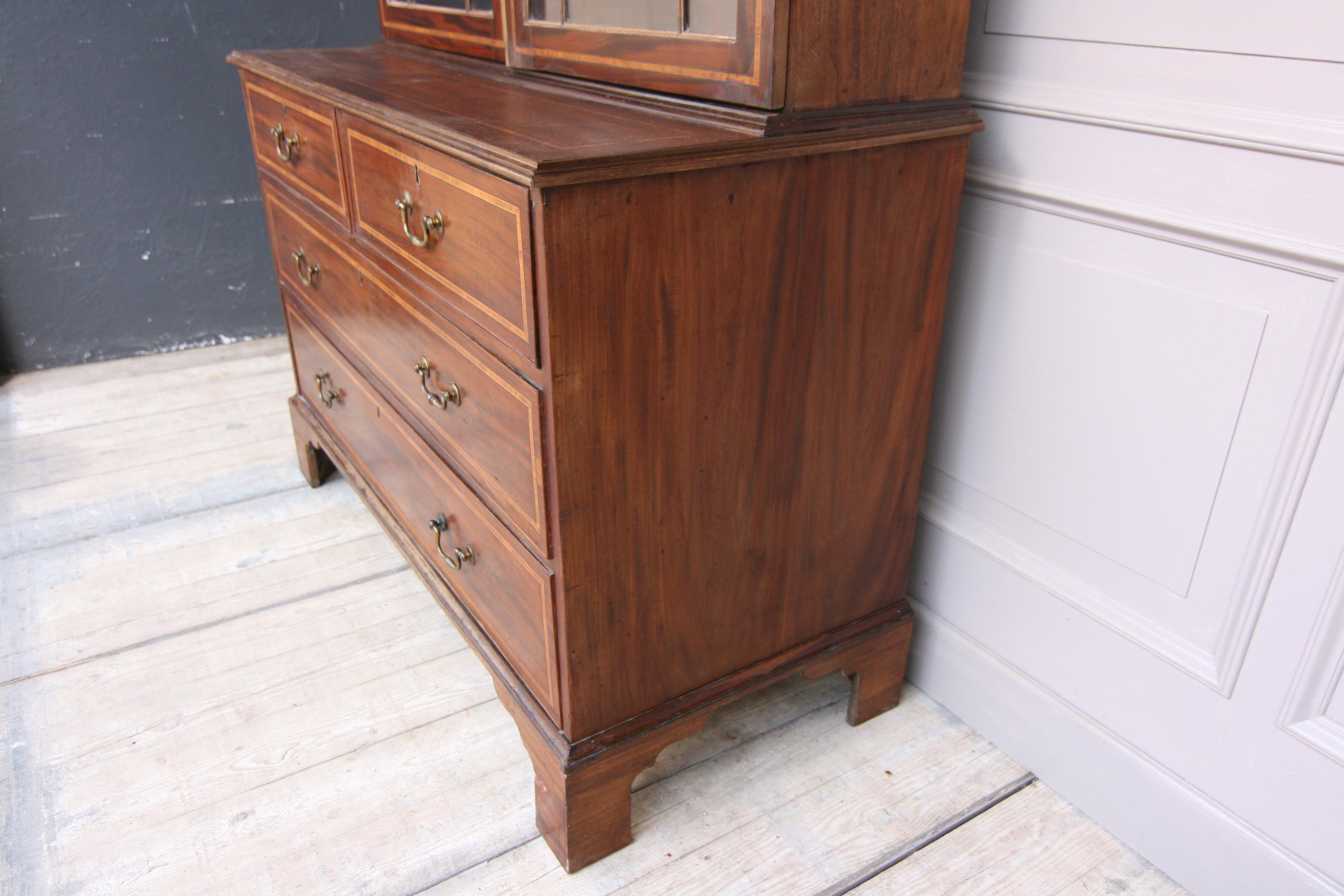 19th Century English Mahogany Bookcase Cabinet 1
